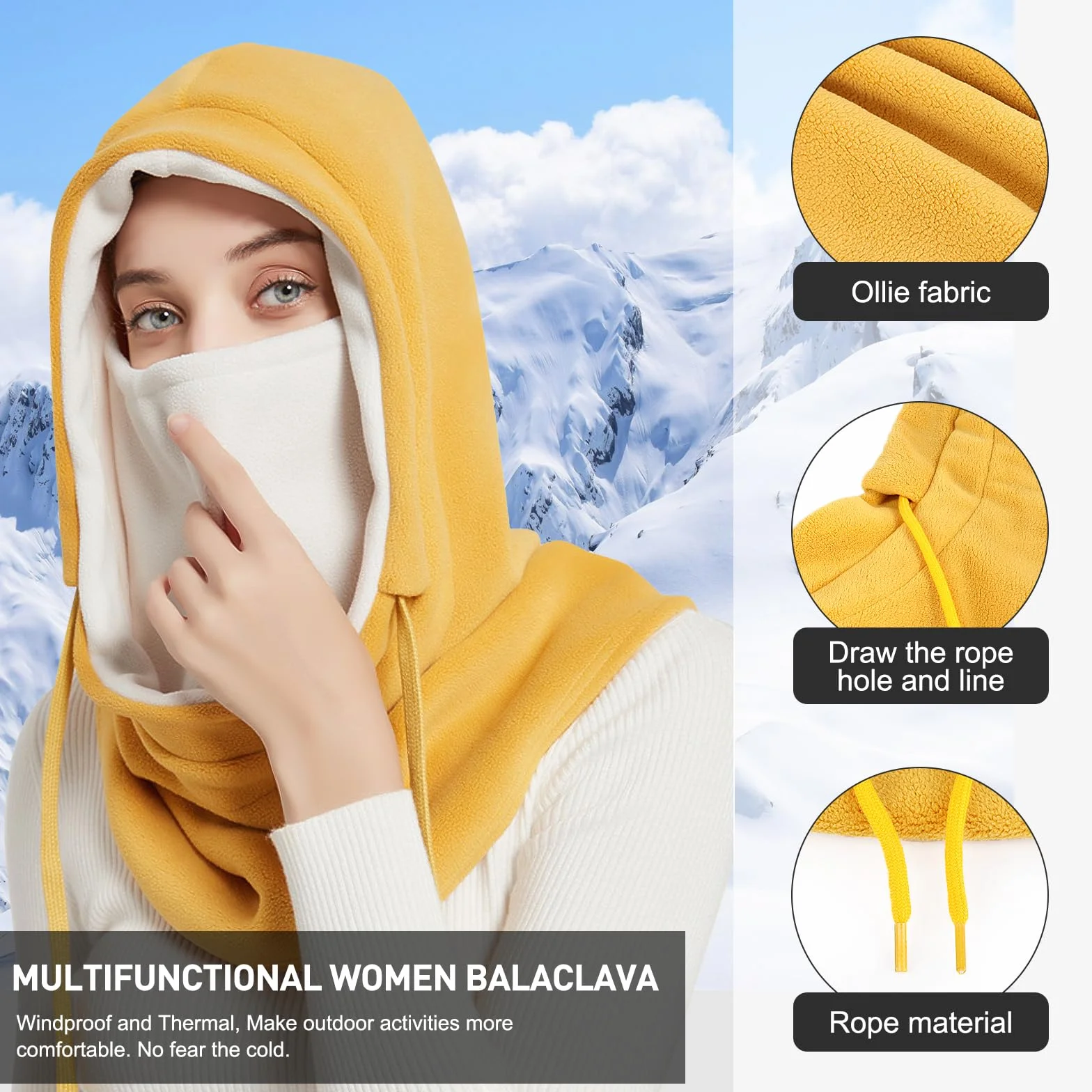 Termiczna kominiarka polarowa dla kobiet, zimowa, ciepła, wiatroszczelna, maska narciarska, ocieplacz na szyję