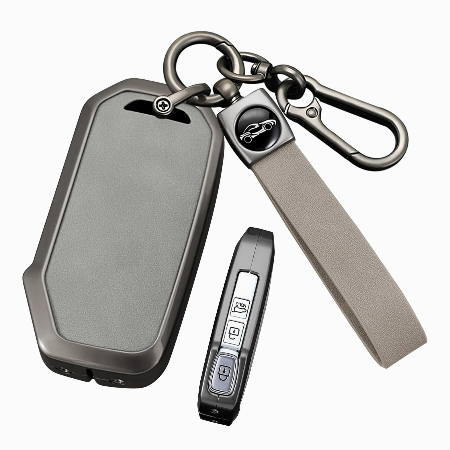 Ontto etui na kluczyki samochodowe pasuje do Kia Sportage, Ceed GT, Sorento, NIRO, Xceed, Proceed GT, Stonic, etui na klucze, etui ochronne, 3/4 przyciski, A szary, 3/4 Tasten