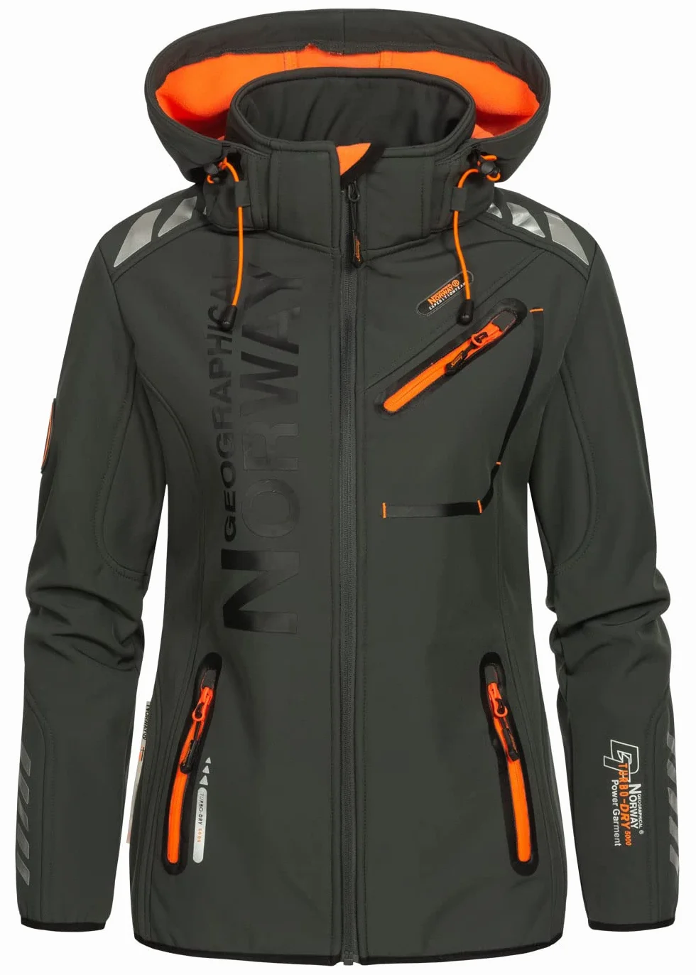 Geographical Norway REINE Lady - Damska kurtka softshellowa, odporna i wodoodporna kurtka wiatrowa - kurtka outdoorowa z kapturem