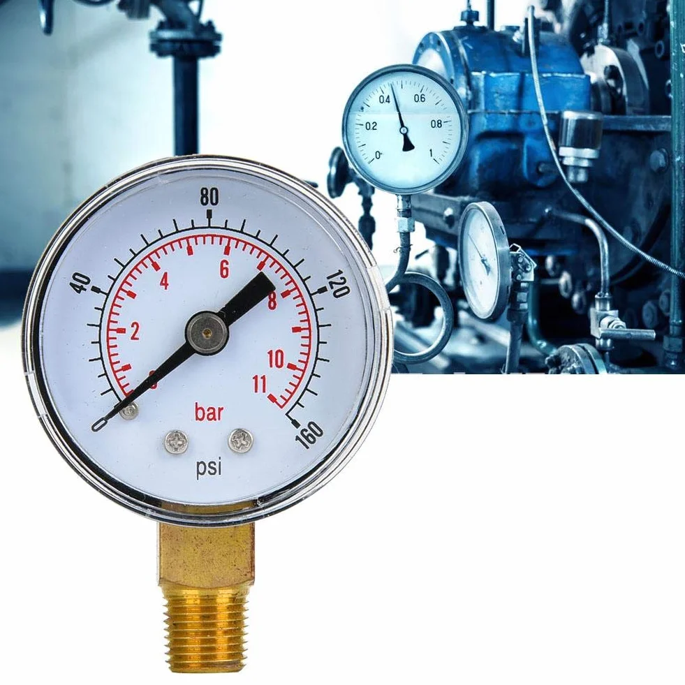 Manometr mechaniczny, manometr 1/8 cala BSPT do oleju i wody (0-160psi,0-11bar)