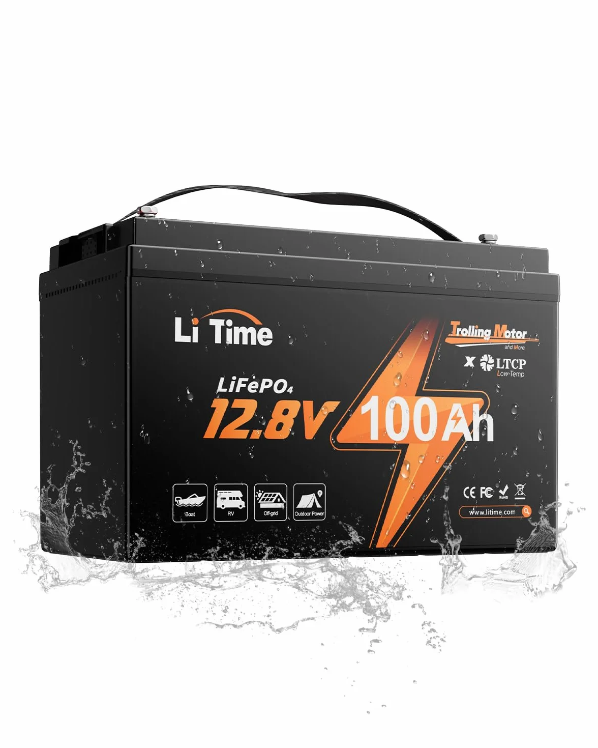 Litime 12V 100Ah Akumulator LiFePO4 – Głębokiego Cyklu, BMS 100A, Ochrona przed Niską Temperaturą, 4000–15000 Cykli, Idealny do Silników Trollingowych, Łodzi, Kamperów