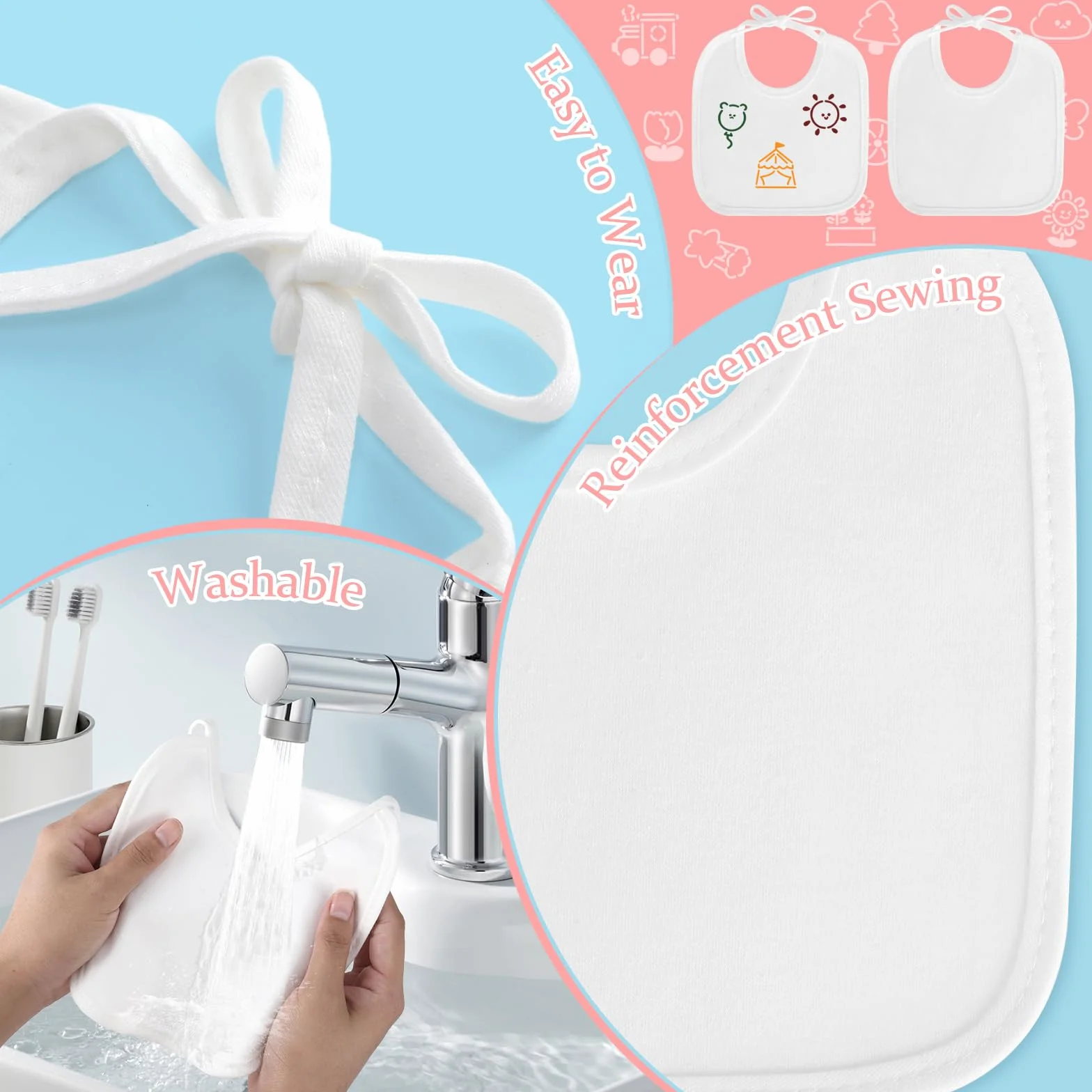 10 sztuk śliniaczek dla niemowląt, do malowania, wodoszczelny, z 12 kolorowymi pisakami tekstylnymi i 8 szablonami, na baby shower, prezent dla chłopców i dziewczynek