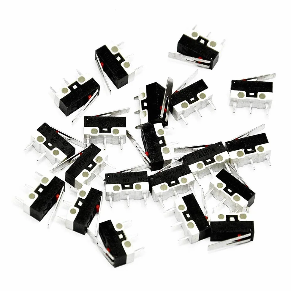 20PACK mikroprzełącznik AC 1A 125V 3Pin SPDT NO + NC dźwignia zawiasowa Momentary Push Button mikro-wyłącznik krańcowy do Arduino