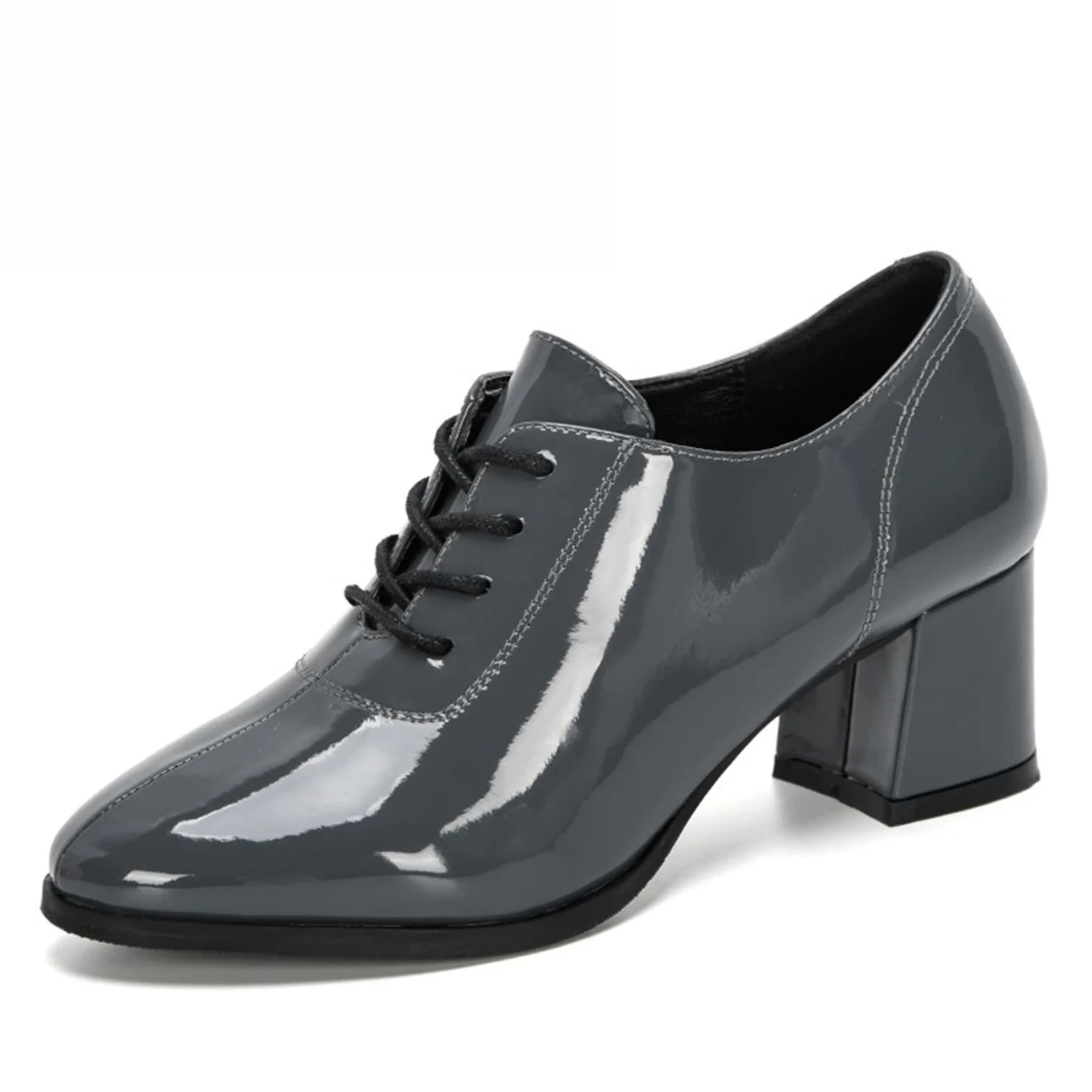 Buty damskie Damskie czółenka Buty na wysokim obcasie z mikrofibry Damskie buty z okrągłym noskiem Sznurowane obuwie Obuwie robocze