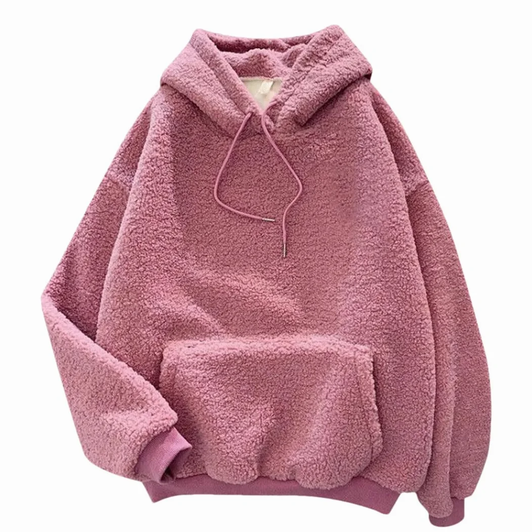 Fnfmrfmr Damskie solidne bluzy oversize bluzy polarowe z długim rękawem jesień zima sweter z kieszenią