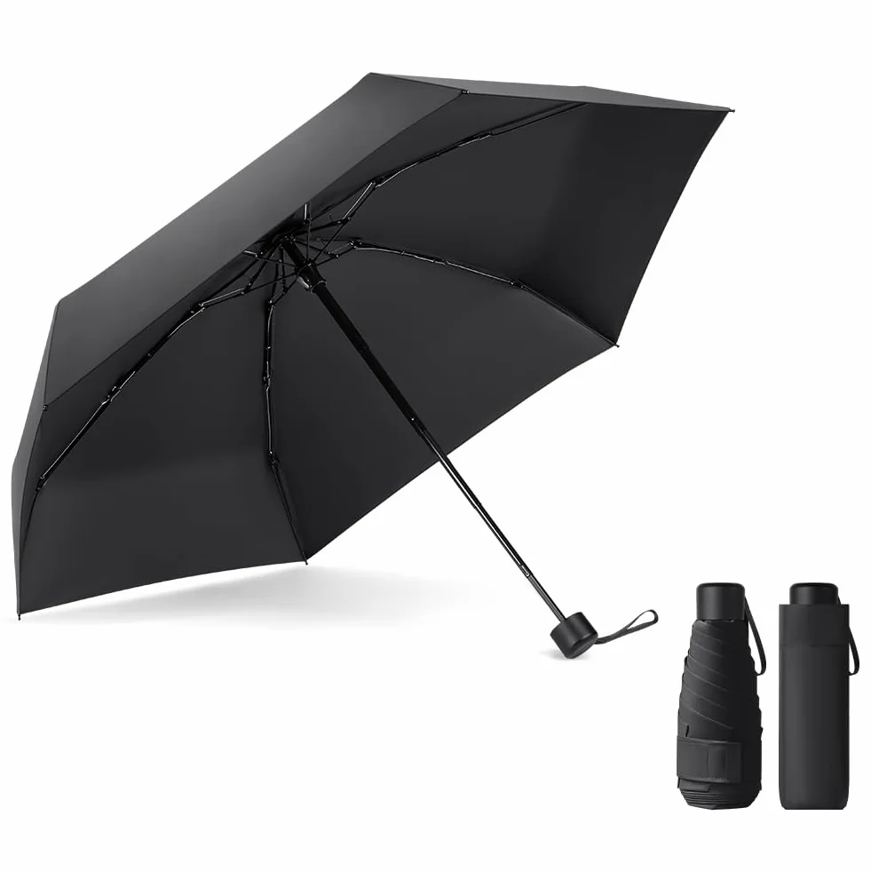 Vicloon Mini parasol,6 żeberek składany parasol podróżny,materiał 210T,słońce i deszcz,wiatroszczelny UV,lekki kompaktowy kieszonkowy