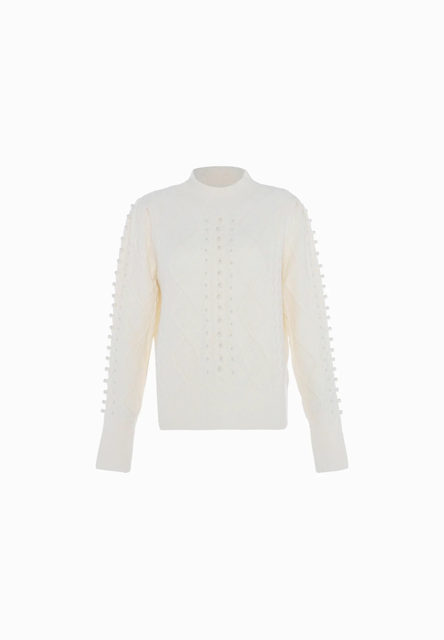 faina Damskie sznurki ze wzorem skręconym w perłowy wzór, dzianina, wełna biała, rozmiar XL/XXL, biały (wollweiss), XL