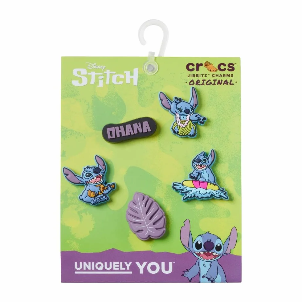 Crocs Unisex Stitch Tropical 5-pak zawieszek do butów, wielokolorowe, jeden rozmiar, wielobarwny, Rozmiar Uniwersalny