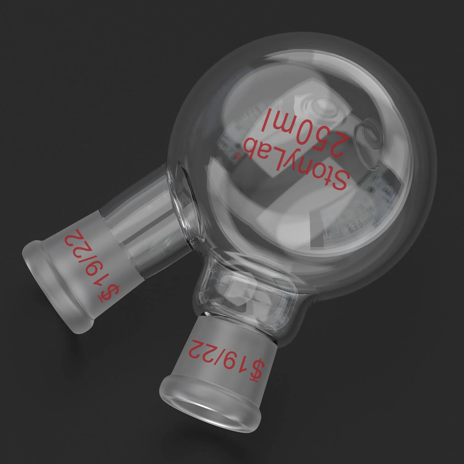StonyLab szklana kolba okrągłodenna 250 ml 2 szyjka 19/22 stożek zewnętrzny