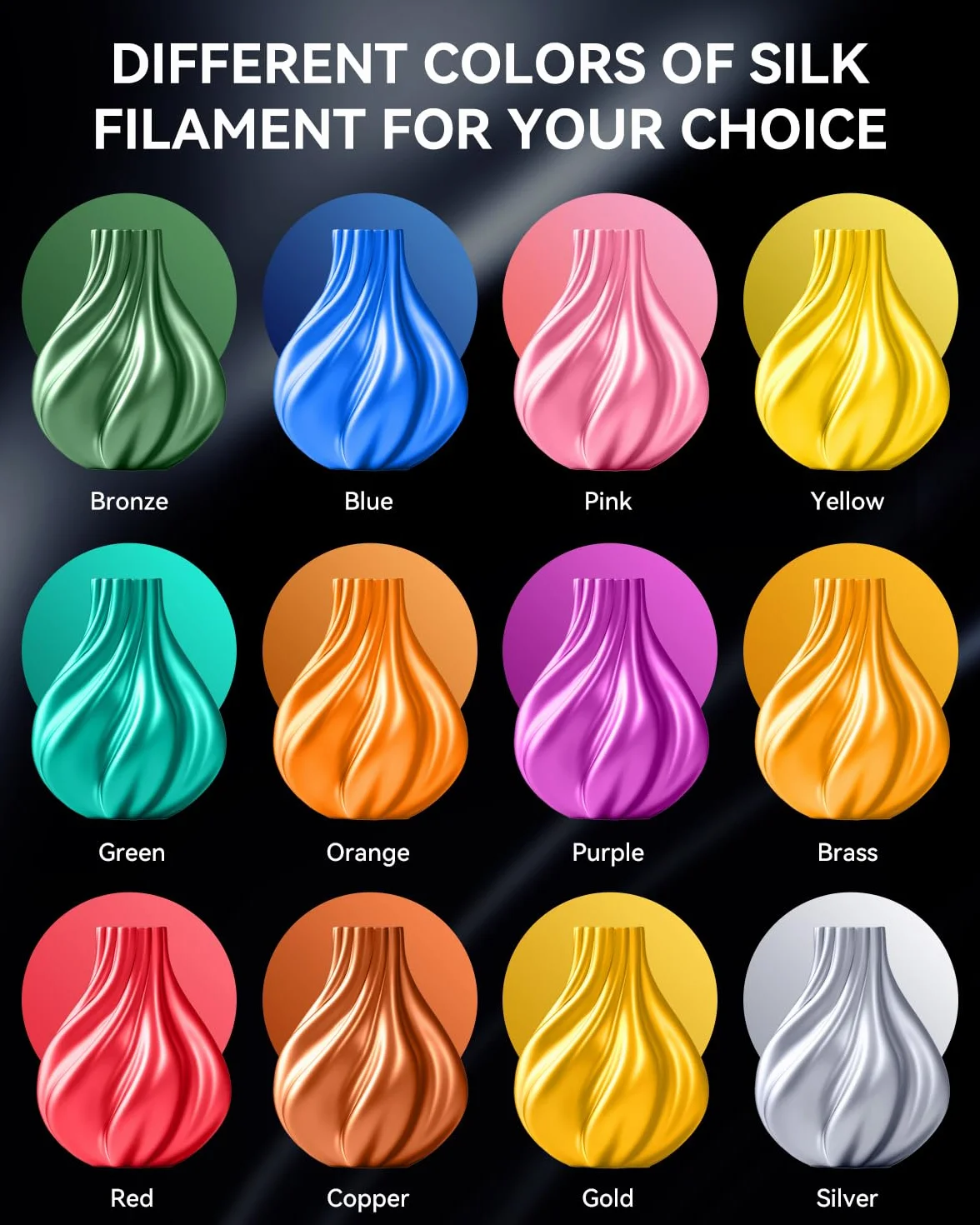 SUNLU PLA+ jedwabny filament 3D, błyszczący metaliczny jedwabny filament 3D, 1,75 mm, wytrzymały filament PLA PLUS do drukarki 3D, szpula 1 kg, jedwabne jasne złoto