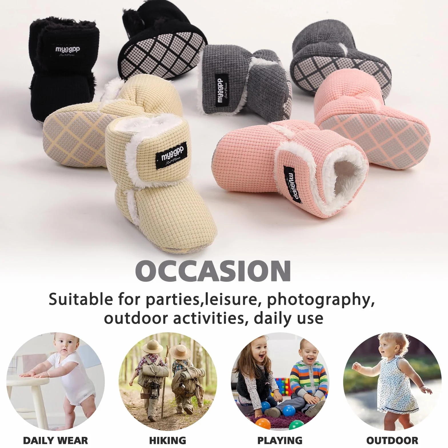 Buty zimowe dla niemowląt, ciepłe buty zimowe, uniseks, do raczkowania, zimowe, polarowe, antypoślizgowe, miękka podeszwa, buty zimowe
