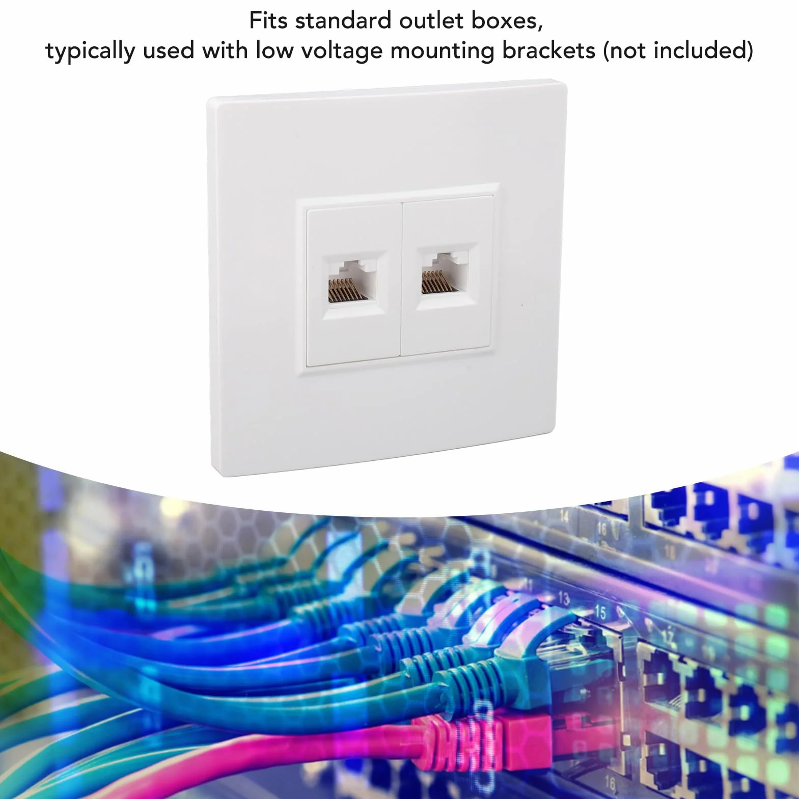 2-portowa Płyta ścienna Ethernet, Gniazdko ścienne Ethernet Cat 6, Wyjmowane żeńskie i żeńskie, Płyta ścienna Ethernet Keystone do urządzeń Ethernet Cat5 Cat5e Cat6 Cat6a