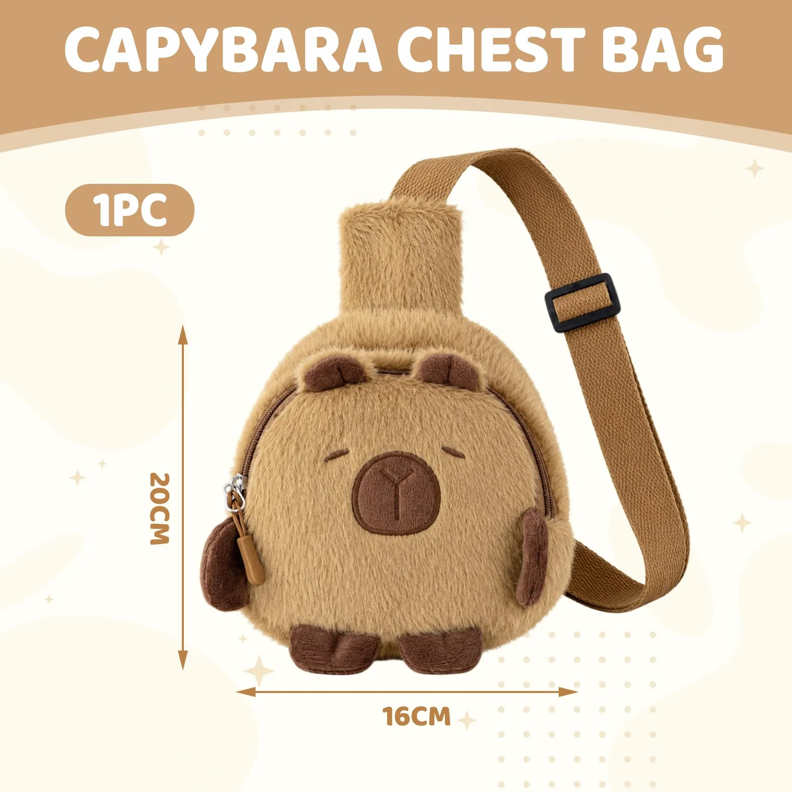 Kreskówka Kapibara pluszowa torba na ramię plecak crossbody, urocza torebka na klatkę piersiową z regulowanym paskiem dla kobiet i dziewcząt