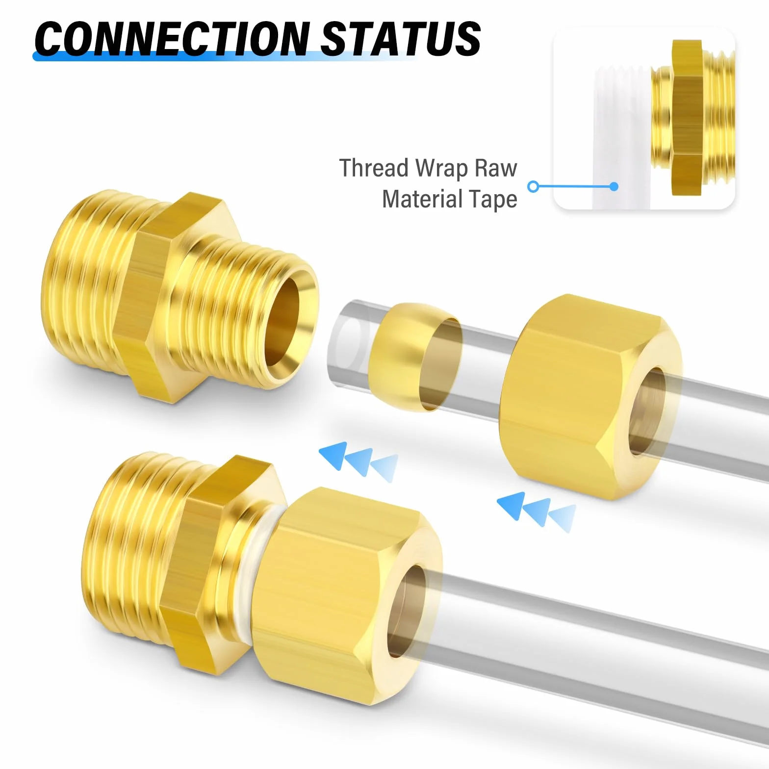TAILONZ PNEUMATIC 2 szt. mosiężne złącze do rur kompresyjnych, średnica zewnętrzna 6 mm x złącze męskie BSP 3/20.3 cm