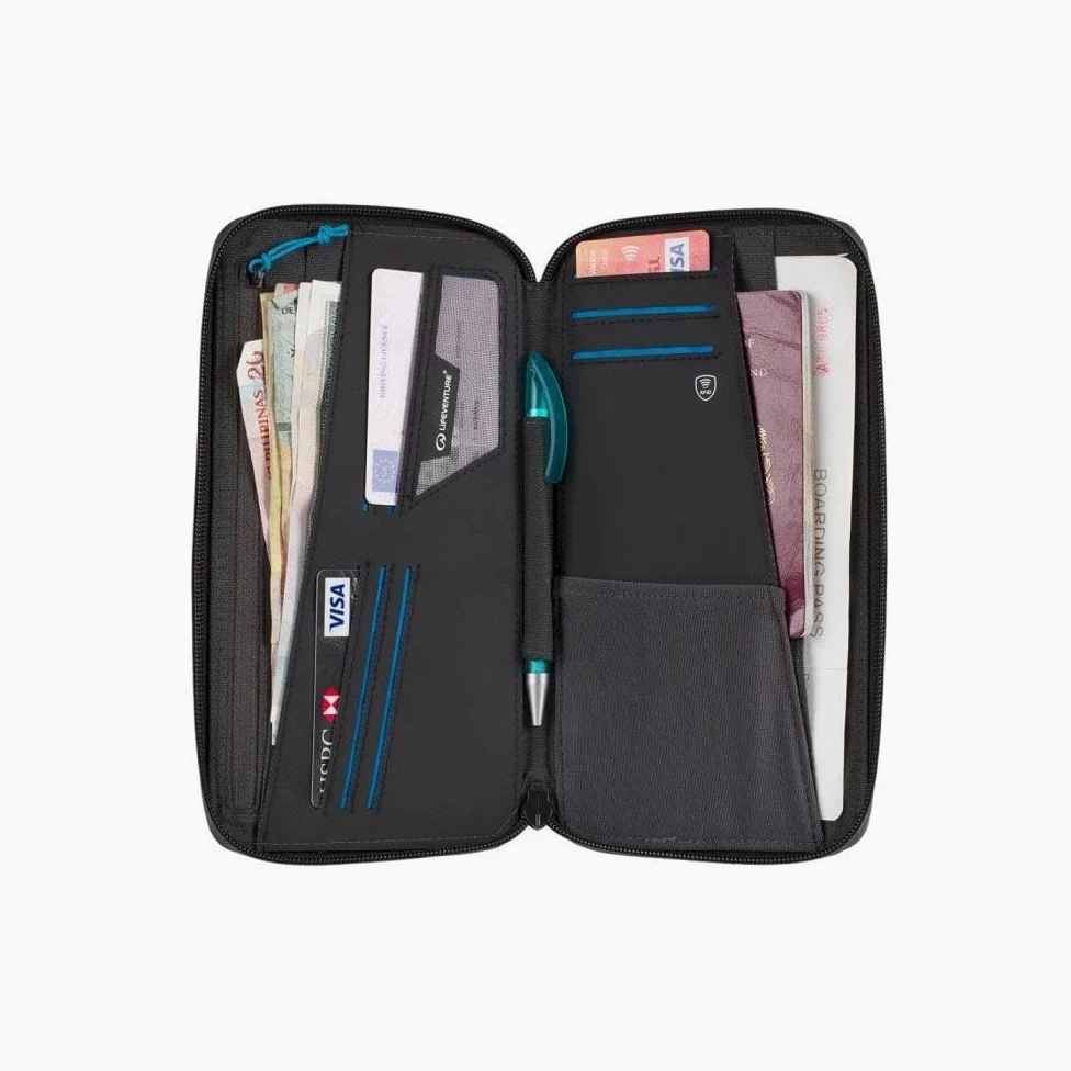 Lifeventure RFiD Duży portfel podróżny, składany portfel z zamkiem błyskawicznym i etui na paszport na podróż, przyjazny dla środowiska, materiał nadający się do recyklingu (szary)