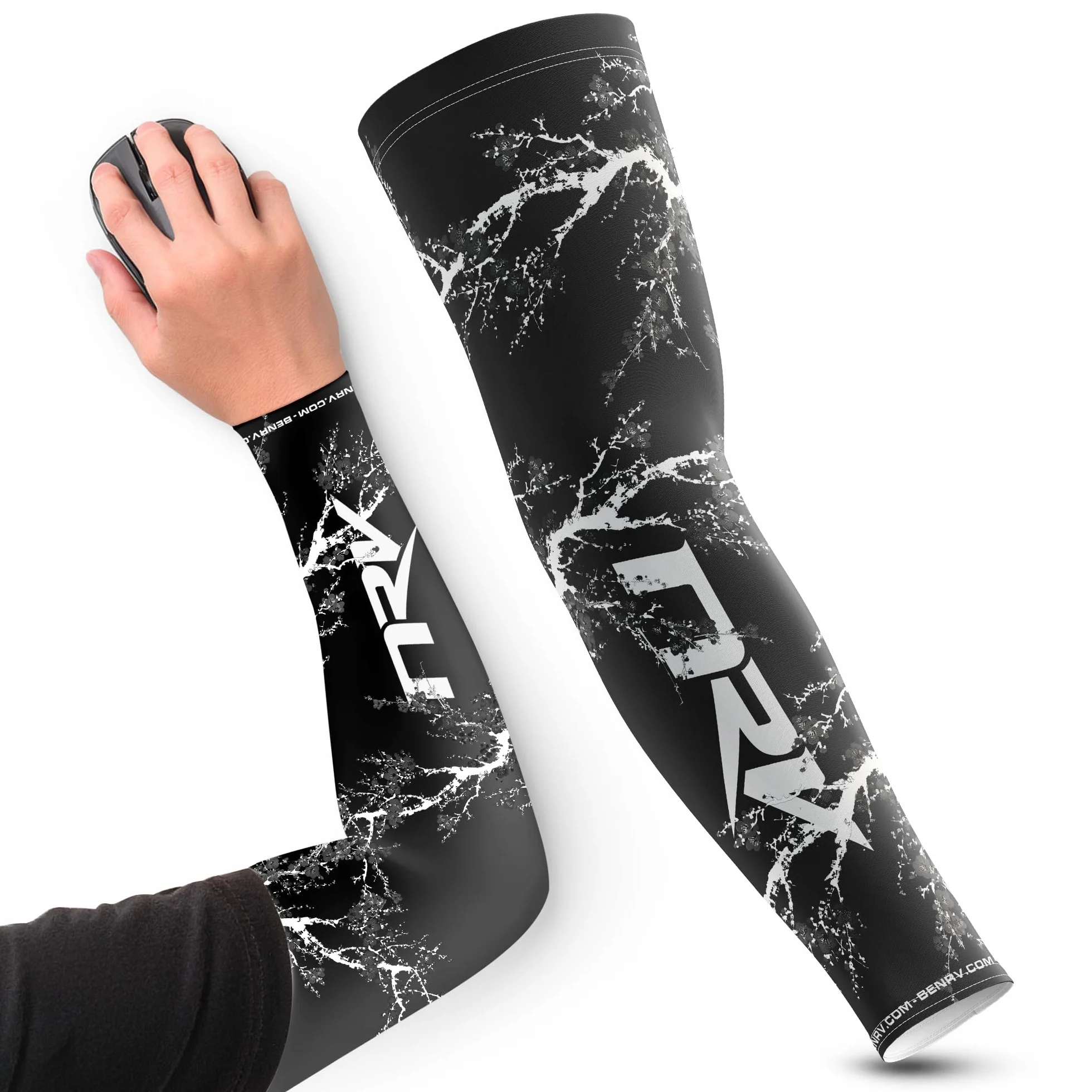 Dark Sakura eSport Mankiet do gier - Komfort kompresji i kontrola - przeciwzmarszczkowy - elegancki japoński design - czarny i fioletowy - rozmiar S-3XL