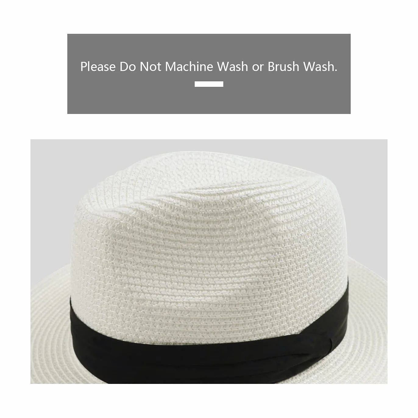 DRESHOW Damski kapelusz z Szerokim Rondem ze Słomy Panama Zwijana czapka Fedora Beach Sun Hat UPF 50+