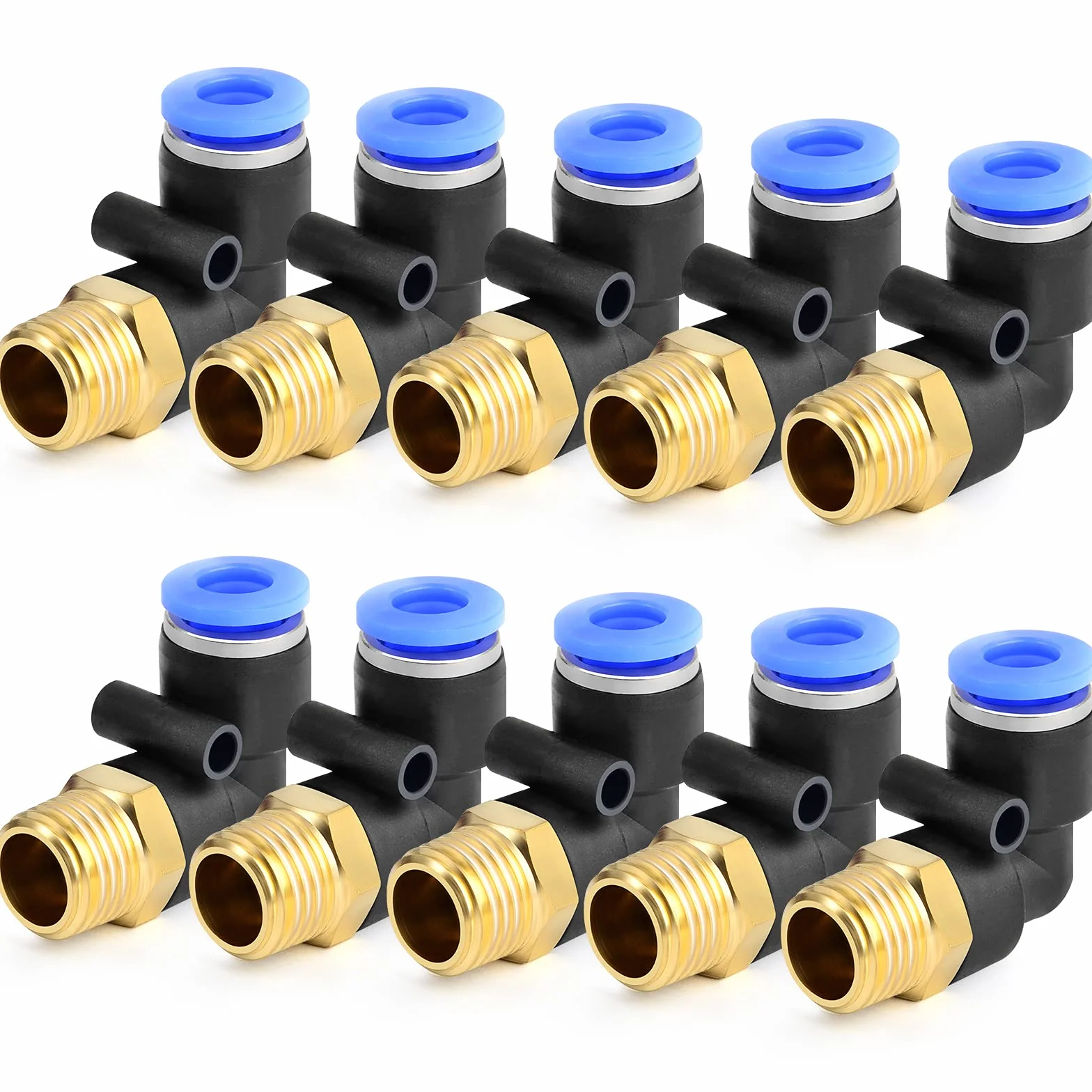10 szt. 8 mm Tube AD x 1/8 BSP męski Elbow Push to Connect Fittings (PL8-01)