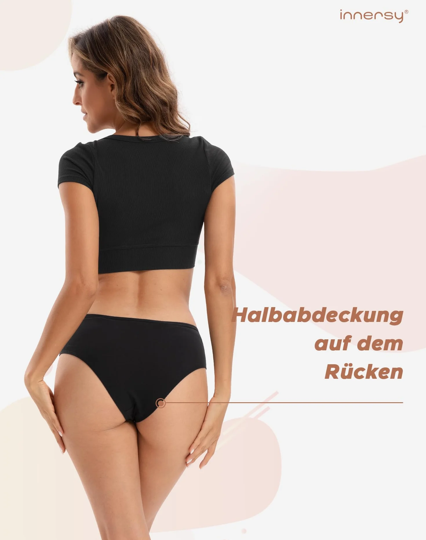 INNERSY Majtki damskie, bawełna, średnia talia, hipsterska, bielizna damska, bikini, 6 sztuk w opakowaniu