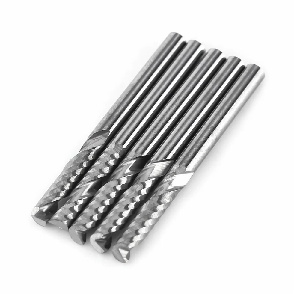 5 Sztuk 1/8 Shank Pojedynczy Rowek Frez Trzpieniowy Frez CNC Bit Narzędzie z Węglika Wolframu do Akrylu, Pcv, MDF, Cięcia Drewna