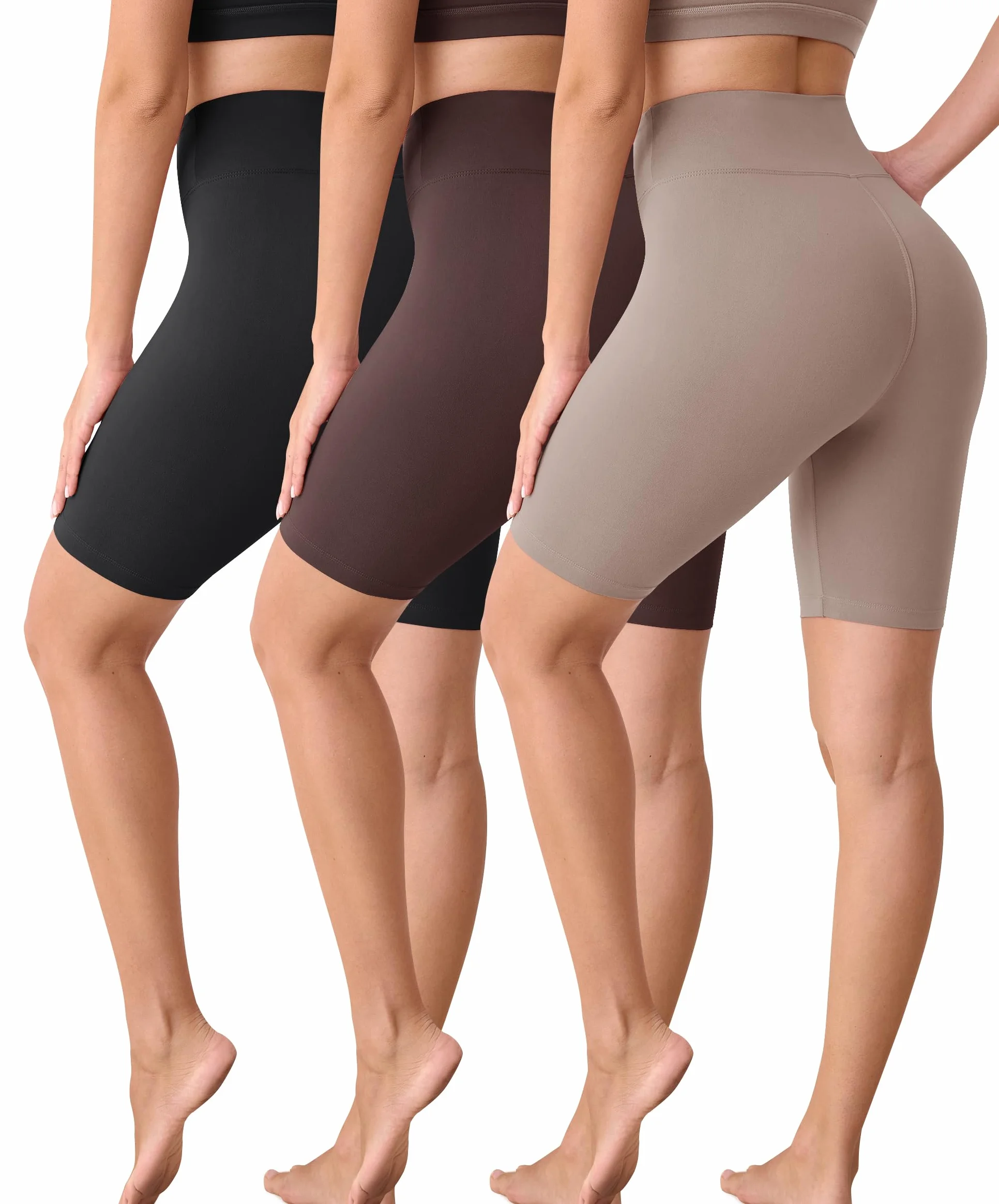 BAYDI Creamlush damskie spodnie rowerowe, 20 cm, wygodne, krótkie spodnie sportowe z wysoką talią, do jogi, pilatesu, na czas wolny, na co dzień