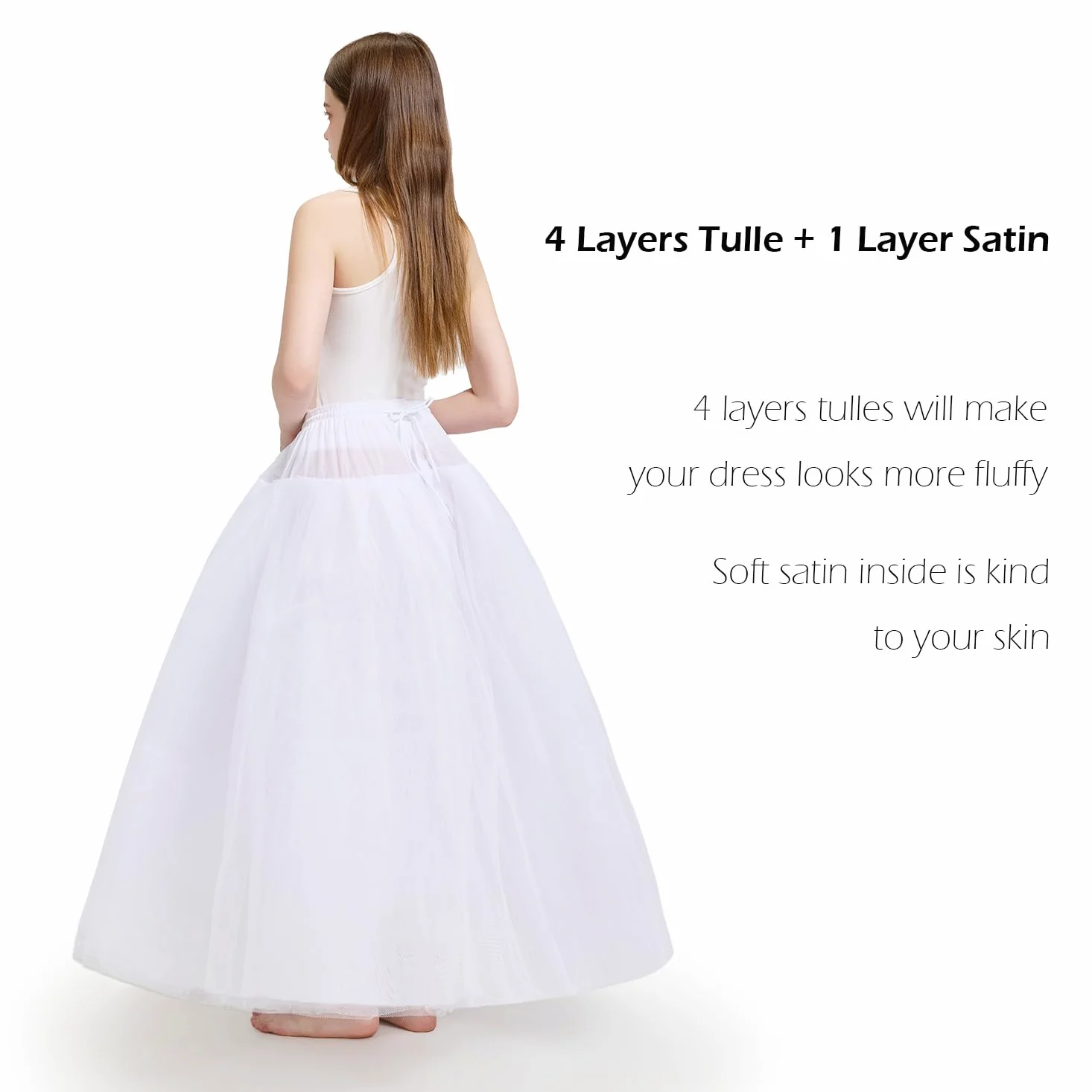 Aprildress Damska Halka Petticoat bez obręczy Krynolina pod spódnica do sukni ślubnych PL-PPT026