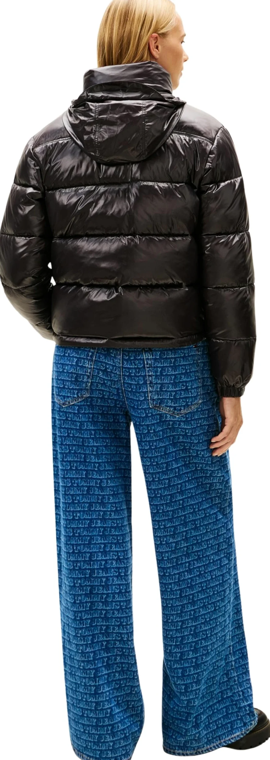 Tommy Jeans Damska kurtka puchowa TJW PCKBL HD ESS PFFR SHINY EXT DW0DW22039, CZARNA (Czarna), S, czarny (czarny), S