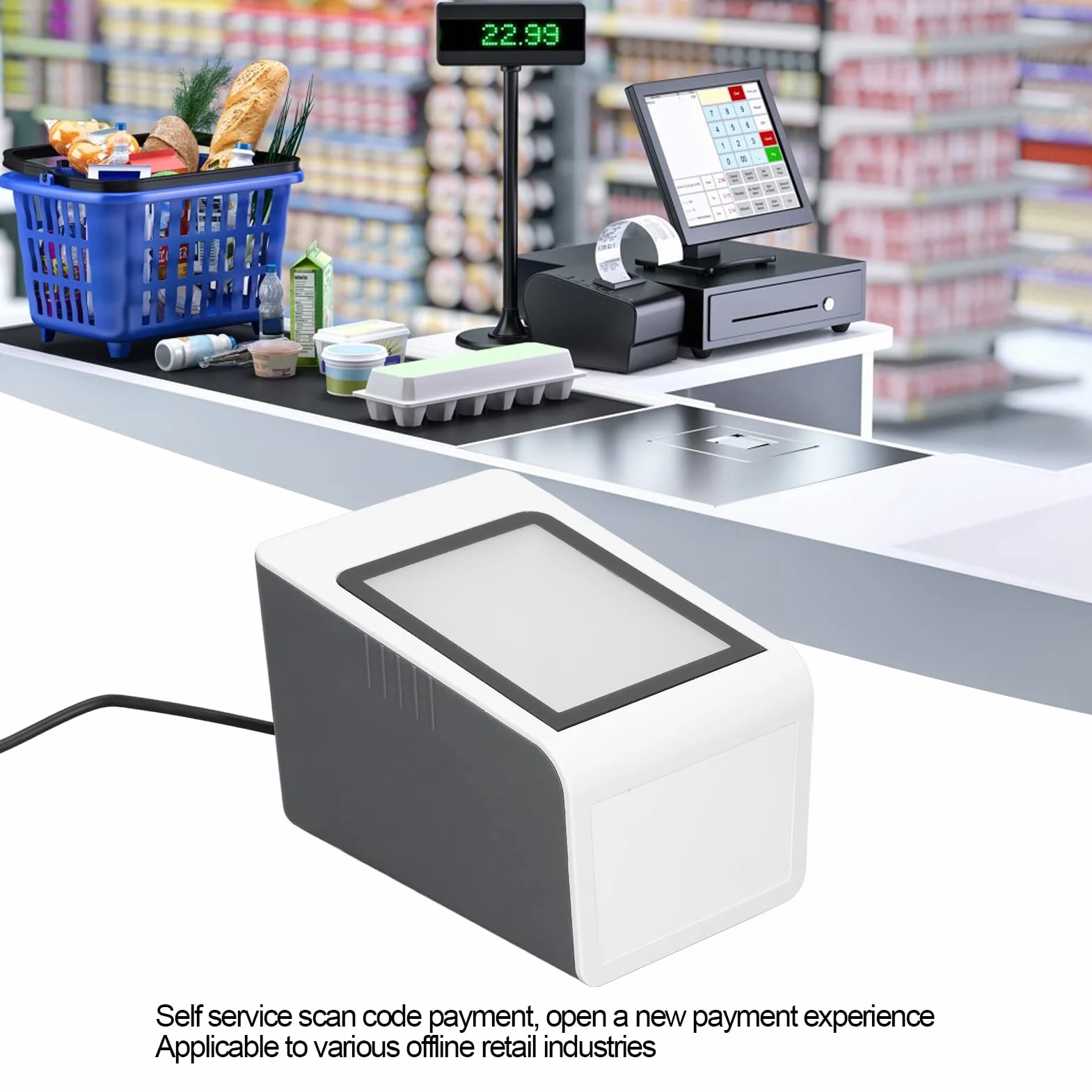 Biurkowy Skaner Kodów Kreskowych Głosowy Czytnik Kodów QR Skaner Kodów Kreskowych Monity Automatyczna Identyfikacja Zestaw Głośnomówiący USB Przewodowy Czytnik Kodów QR na PC
