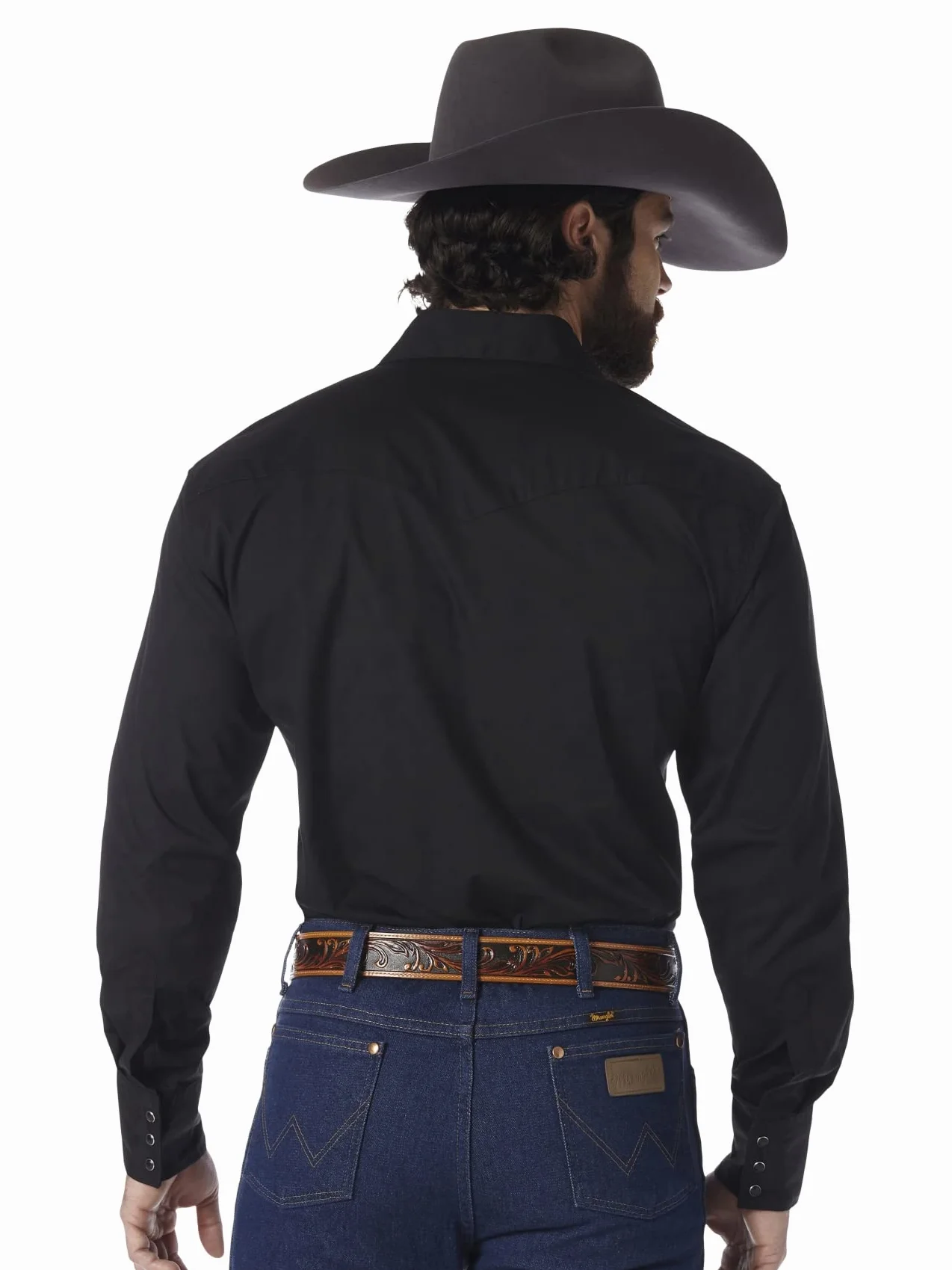 Wrangler Koszula Mężczyźni Koszula robocza z długim rękawem kowbojski krój zachodni z długim rękawem zatrzaskowe sprane (1 w zestawie)