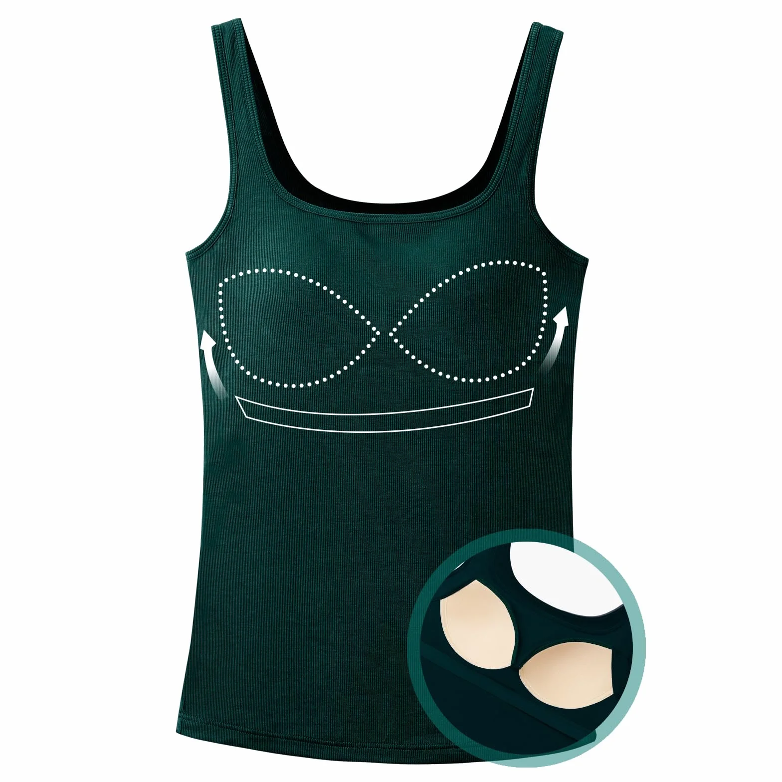 ANYFITTING Damski Biustonosz Zintegrowany Basic Tank U-Shape Tank Damski Basic Tank bez Rękawów Large Strap Tank S-3XL