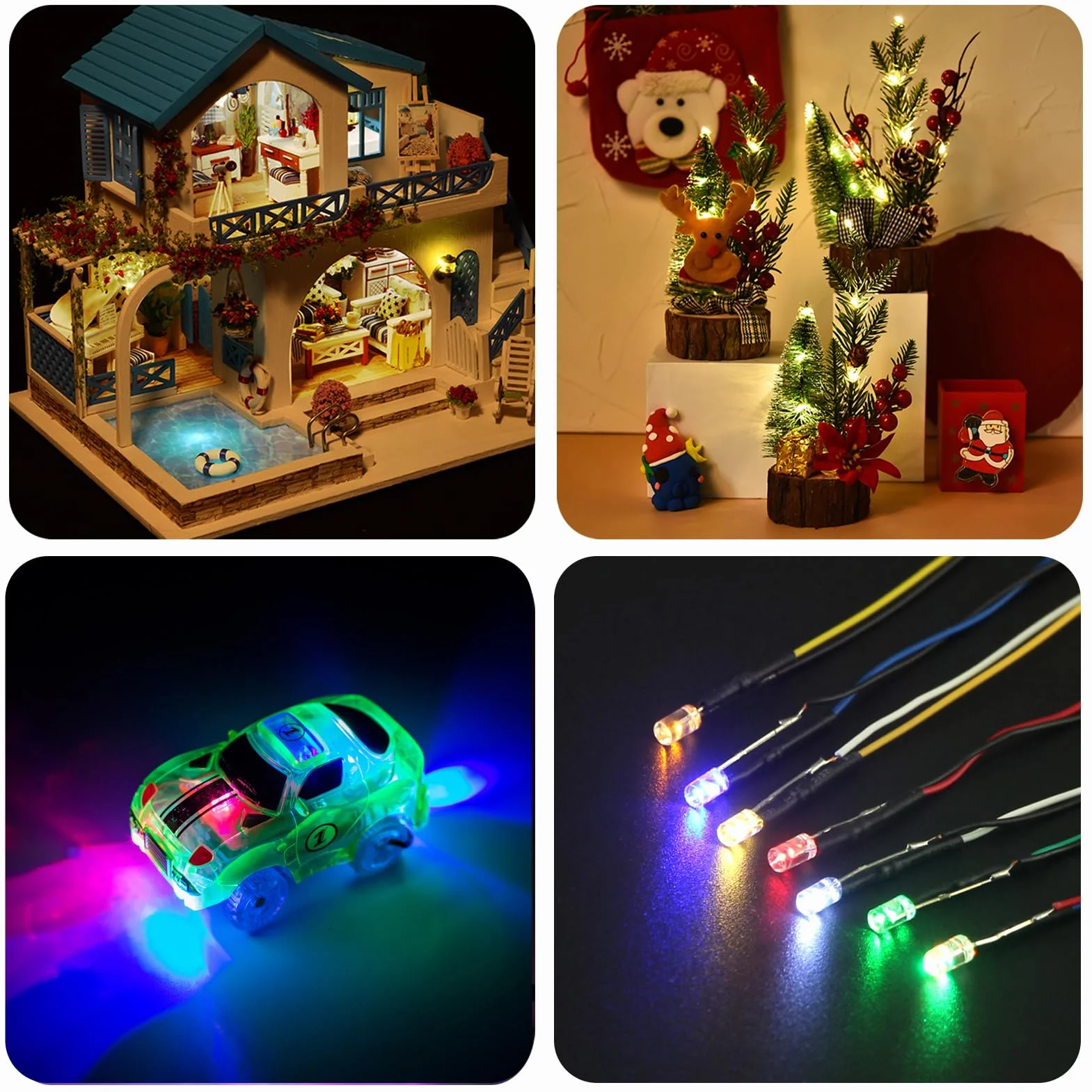 AUKENIEN 60sztuk 5MM 12V wstępnie okablowane diody LED zestaw asortymentowy 12 V okrągłe rozproszone diod elektroluminescencyjnych kolorów biały czerwony żółty zielony niebieski pomarańczowy