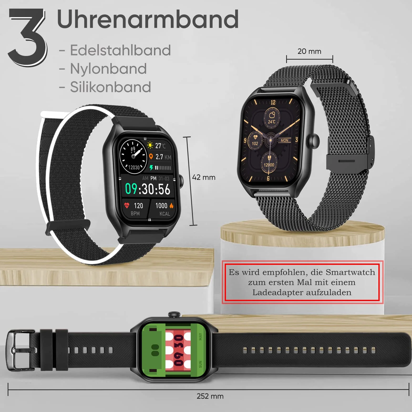 Zegarek Damski Smartwatch Z Funkcją Telefonu - Android, Whatsapp, 1,85" Ekran, Smart Watch, Tracker Fitness, Krokomierz+