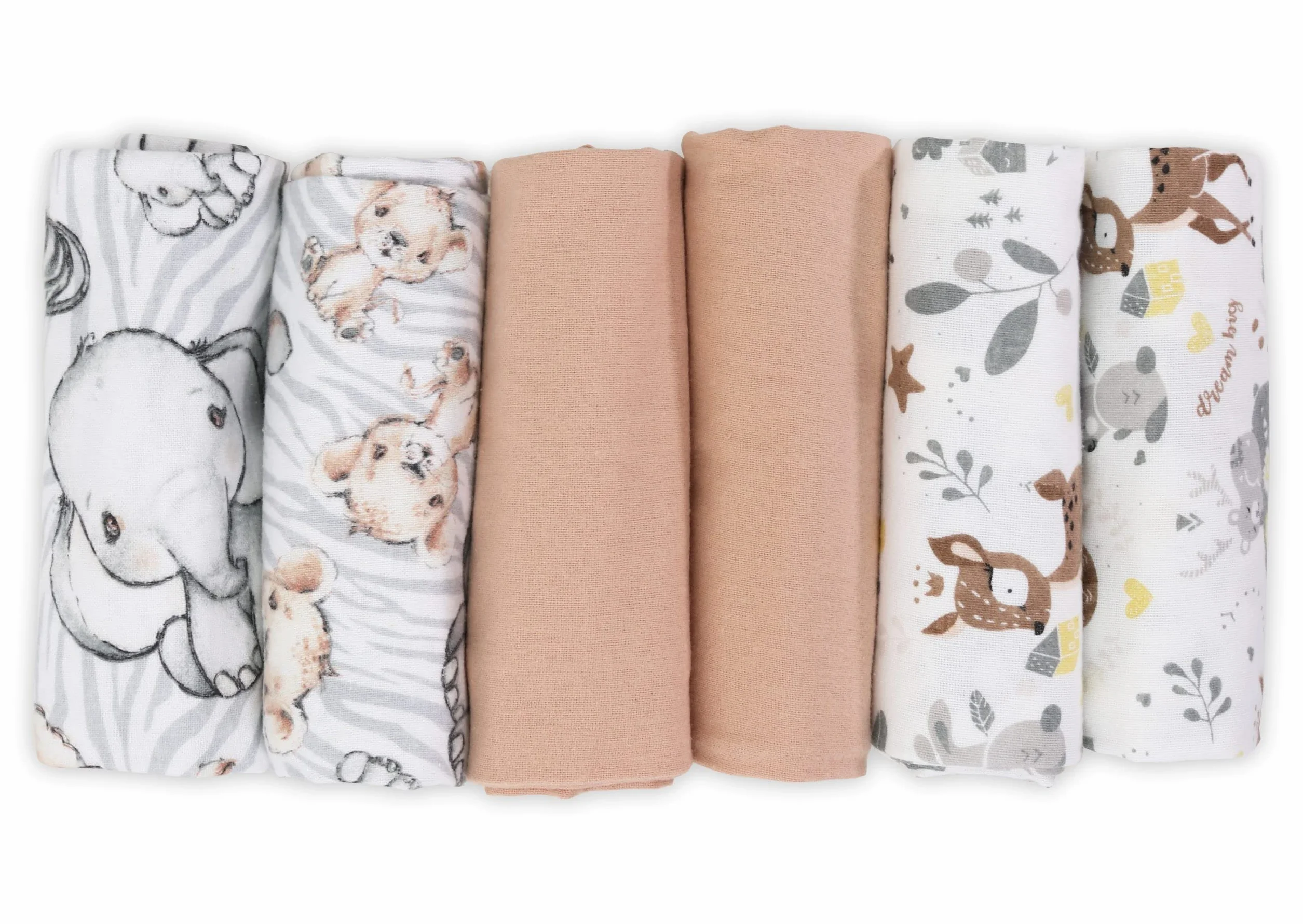 FENSILO Chusteczki Molton, 5 sztuk, pieluchy flanelowe ze 100% bawełny, 80 x 80 cm, pieluchy Molton, chustki do ślinienia dziecka, flanelowe, uniseks, dla chłopców lub dziewczynek