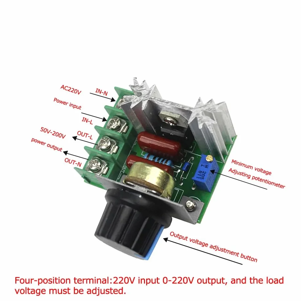 DollaTek 25 A PWM AC regulator pr?dko?ci obrotowej silnika 2000 W, regulowany regulator napi?cia 50-220 V