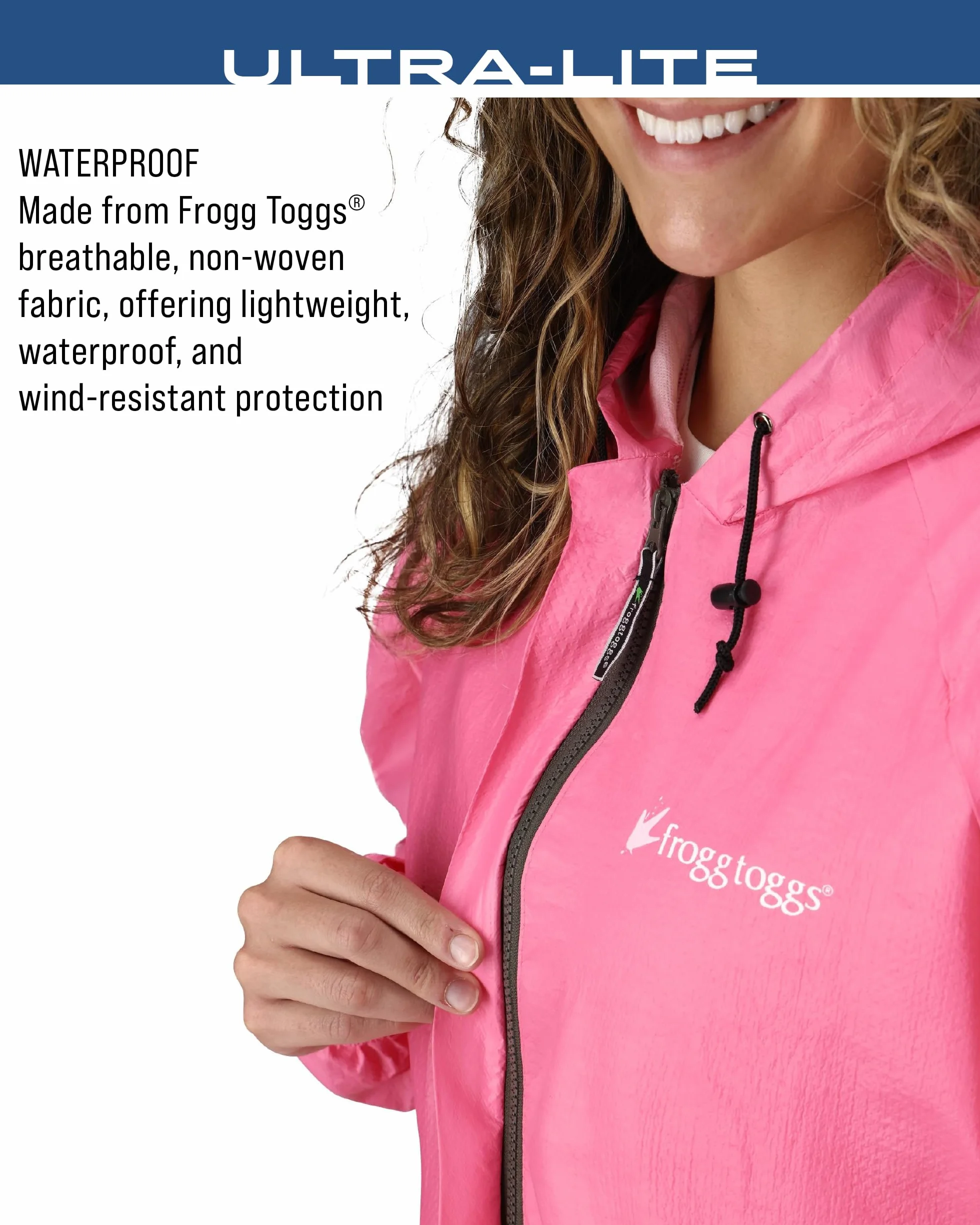 FROGG TOGGS Ultra-Lite2 Damska wodoodporna kurtka, oddychająca, przeciwdeszczowa, różowa, L