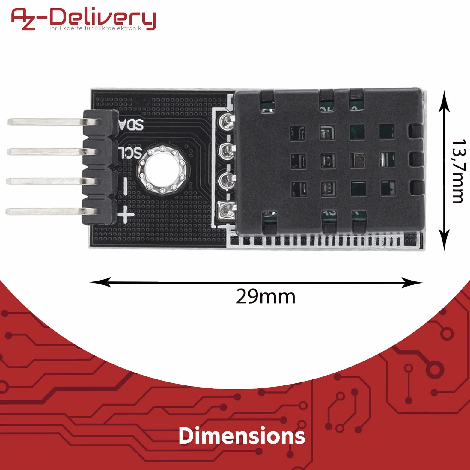 AZDelivery 3 x DHT20 Cyfrowy czujnik temperatury i czujnik wilgotności z interfejsem I2C 2,5V do 5,5V kompatybilny z Raspberry Pi Board dla projektów mikroelektronicznych DIY