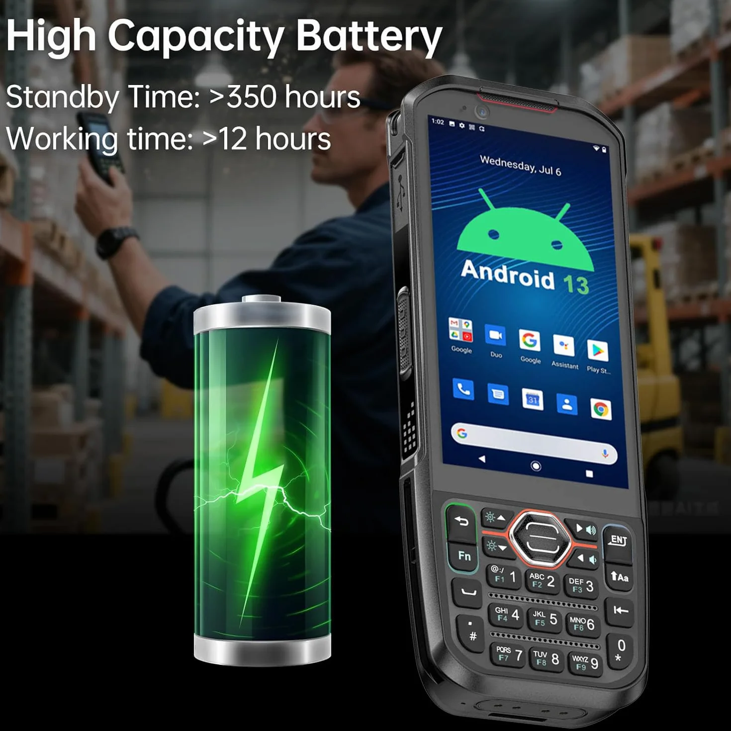 PDA Android 13 Skaner Kodów Kreskowych 6 GB 64 GB 4G LTE NFC