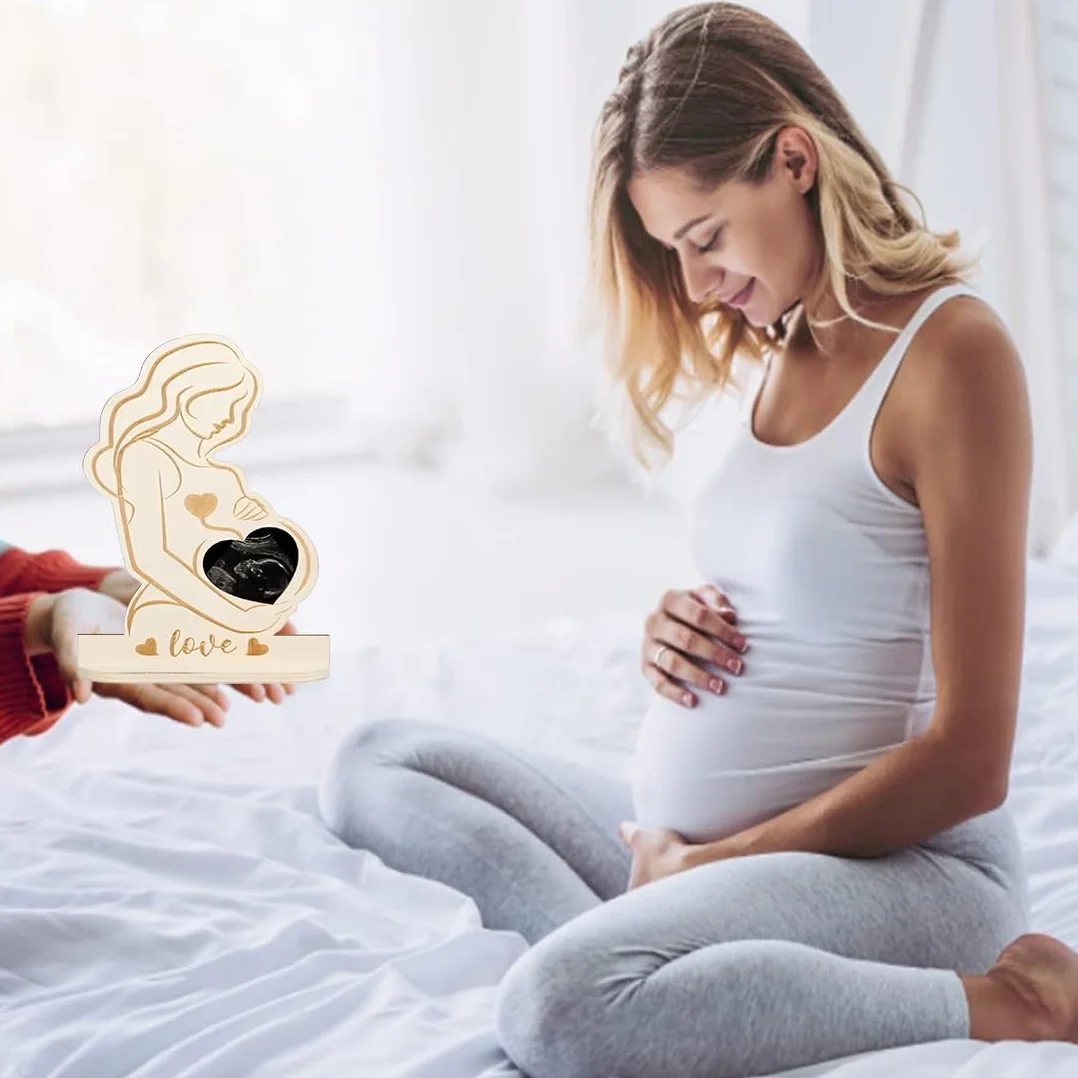 Ciąża drewniana ramka na zdjęcia ultradźwiękowe dziecko, kobiety, matka być pomysłami na prezent dla przyszłych matek, baby shower