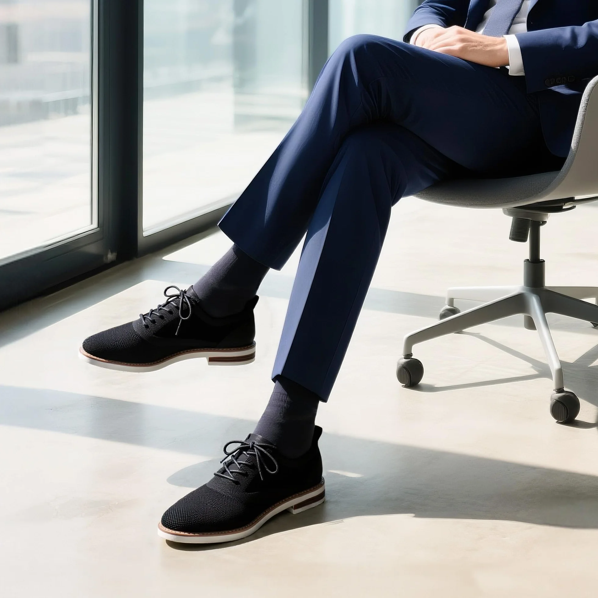 Bruno Marc Męskie buty garniturowe, oddychające, dziergane, na lato, sznurowane, formalne, nowoczesne, klasyczne