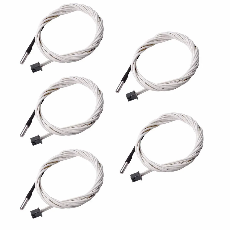 DollaTek 5 szt. 1 m czujnik temperatury termistora HT-NTC100K 350℃ wysoka temperatura do drukarki 3D