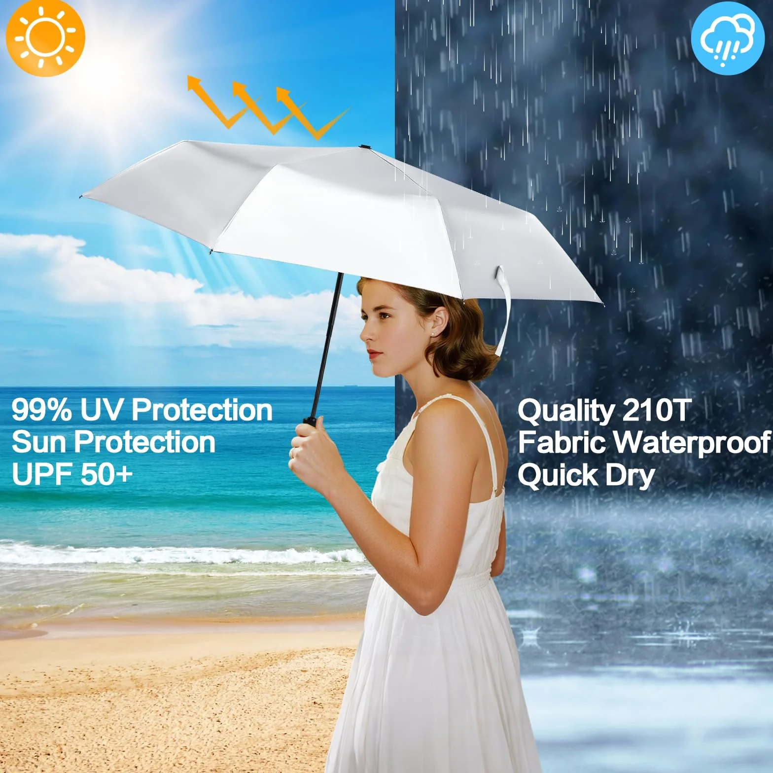 Kompaktowy parasol podróżny 42/46/127 cm parasole na deszcz wodoodporny i odporny na wiatr automatyczne otwieranie zamykanie UPF 50+ UV parasol przeciwsłoneczny ochrona przed promieniowaniem