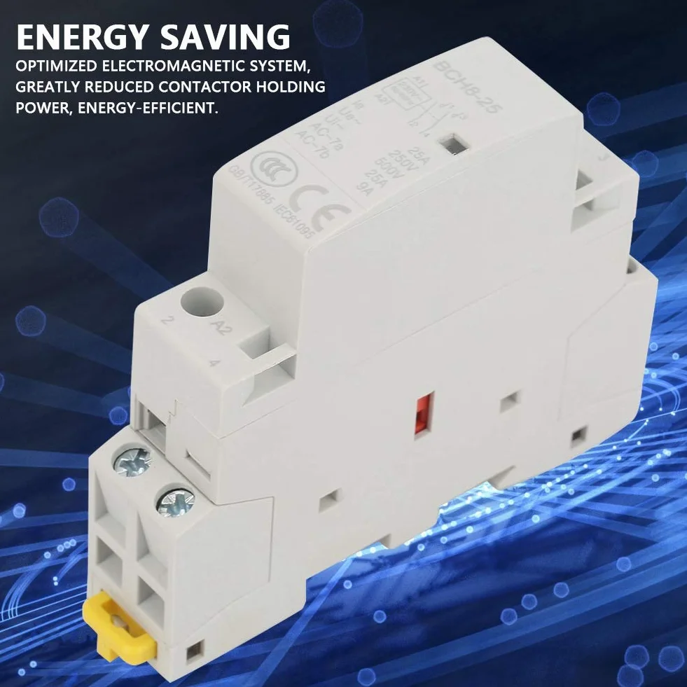Stycznik AC 2P 25A 220V / 230V, 2NO Stycznik na szynę Din AC 50 / 60HZ 25A 220V / 230V 2P Stycznik AC do użytku domowego