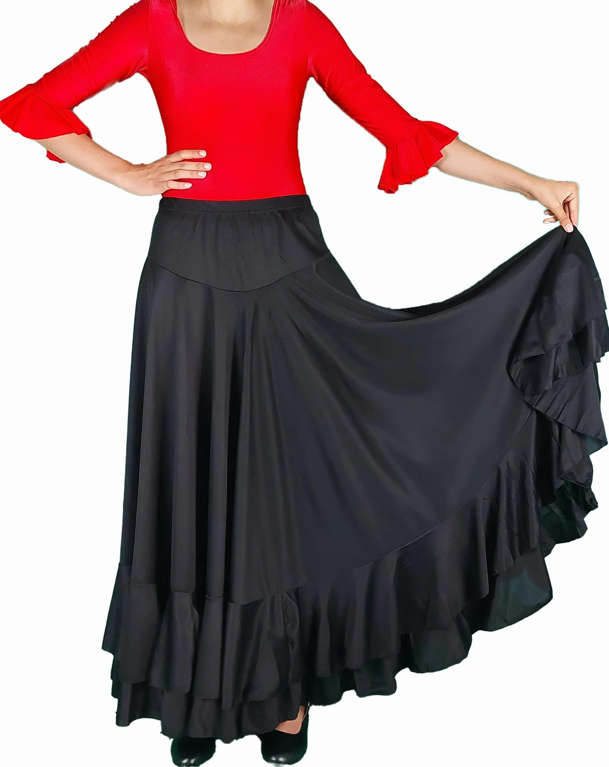 Jupe Flamenco de Danse Flamenca Gitane andalouse Noir Adulte