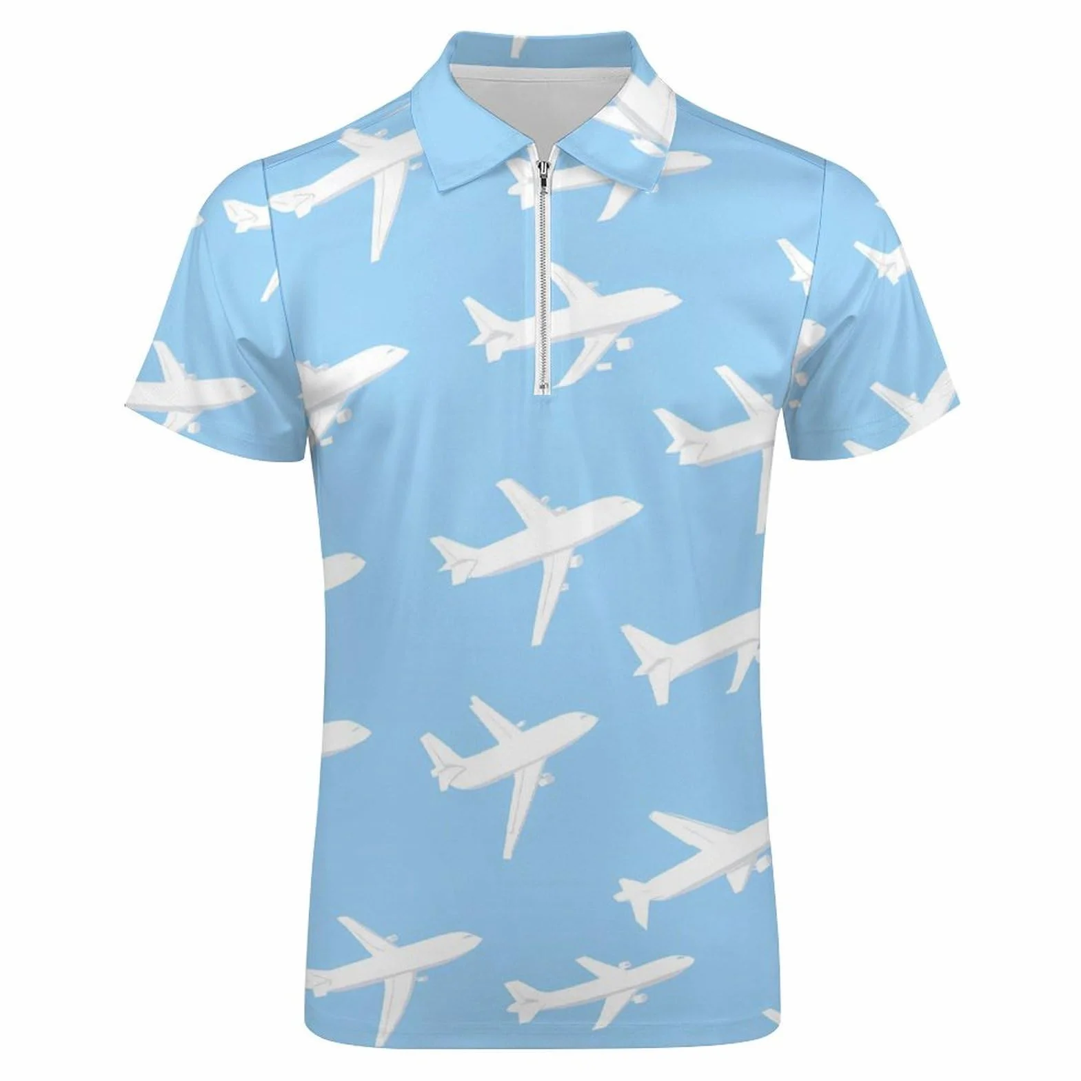 Samolot samolot męskie koszulki polo z krótkim rękawem na co dzień zapinana na zamek koszula golfowa slim fit t-shirt topy