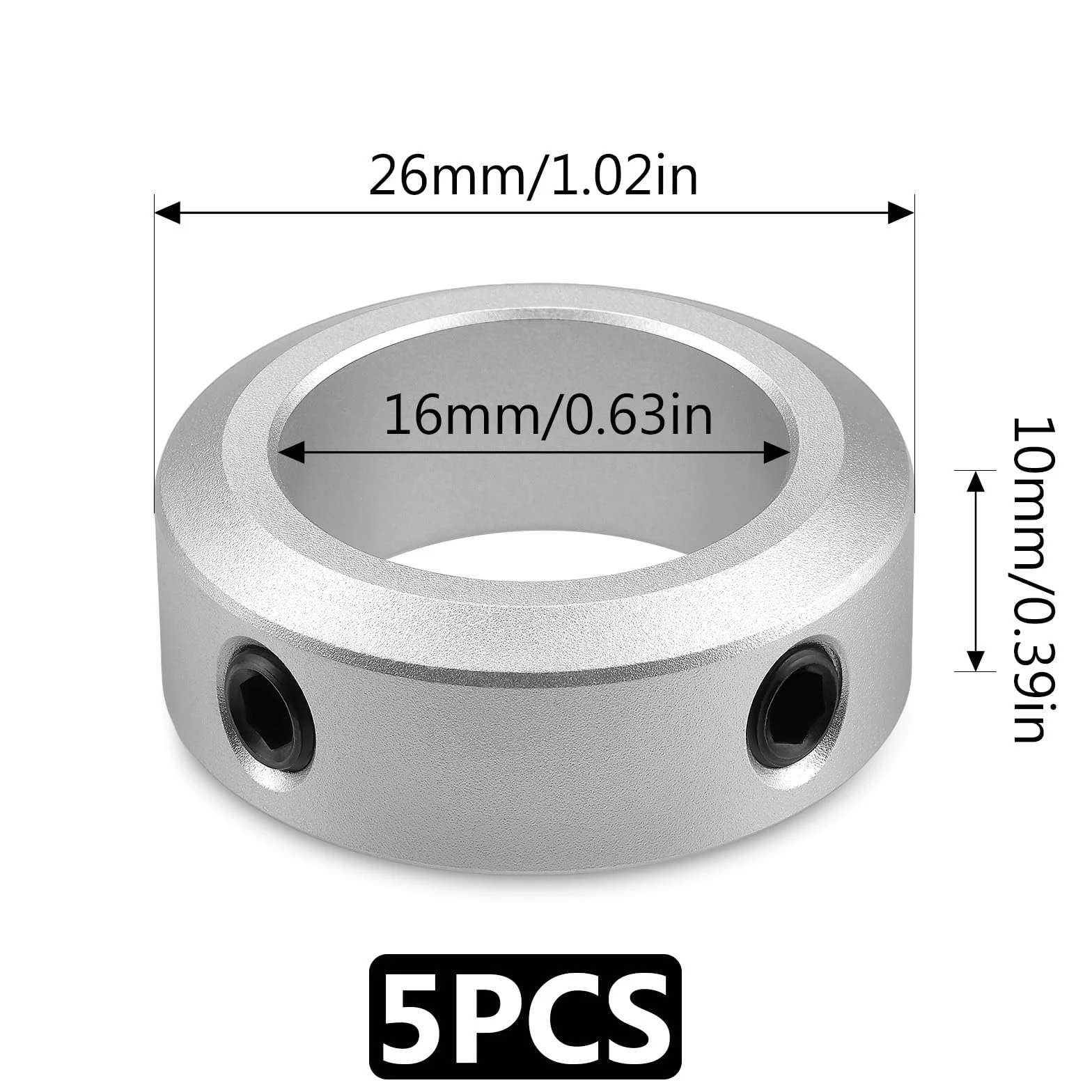 Mbsomnus 5 sztuk pierścieni nastawczych 16 mm pierścień zaciskowy ID 16 mm AD 26 mm szerokość 10 mm pierścienie nastawcze wał do kół Axle przekładni maszyn CNC