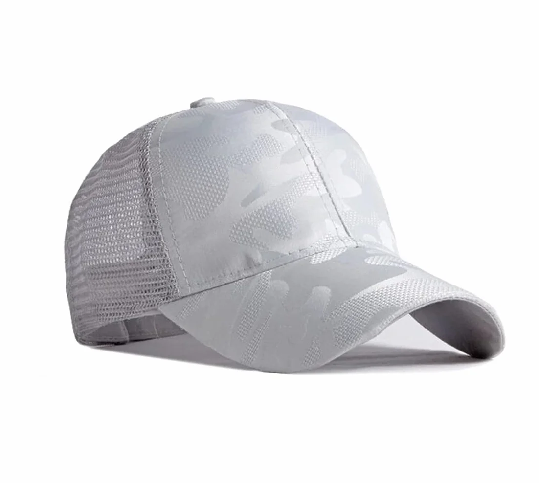 Ruicheng Czapka damska z końskim ogonem baseballowa z siateczki Camo Basecap letnia szary 56-60