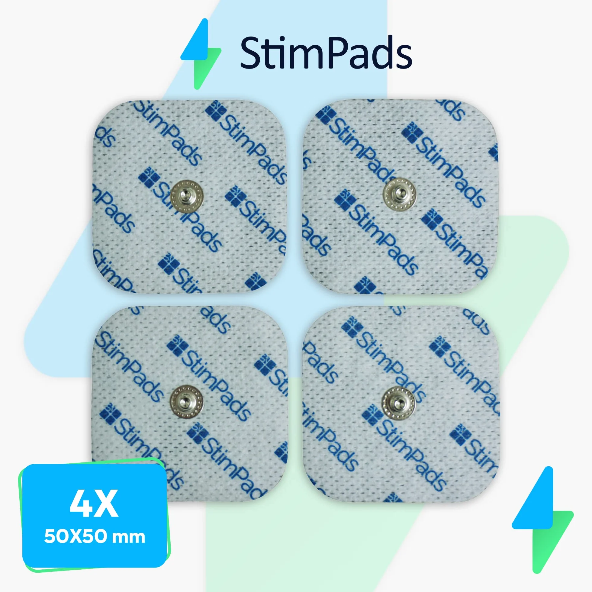 EMS i TENS podkładki elektrodowe – kompatybilne z urządzeniami Compex – 4 podkładki do elektrod 50 x 50 mm z 3,75 mm Easy Snap – elektrody samoprzylepne do urządzeń TENS – certyfikowany