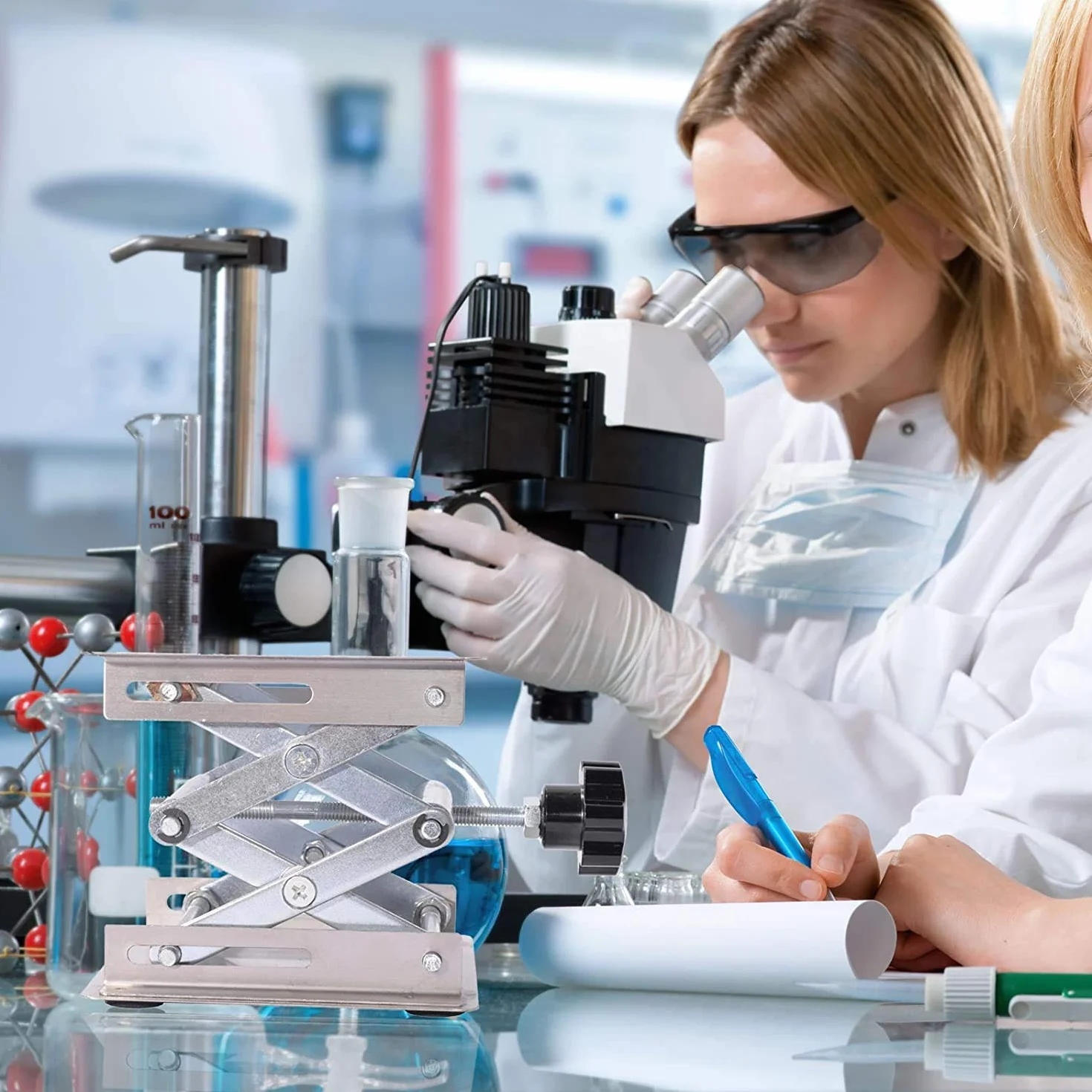 Lab Jack stół laboratoryjny ze stali nierdzewnej 100 x 100 mm stojak nożycowy do laboratorium do eksperymentu naukowego