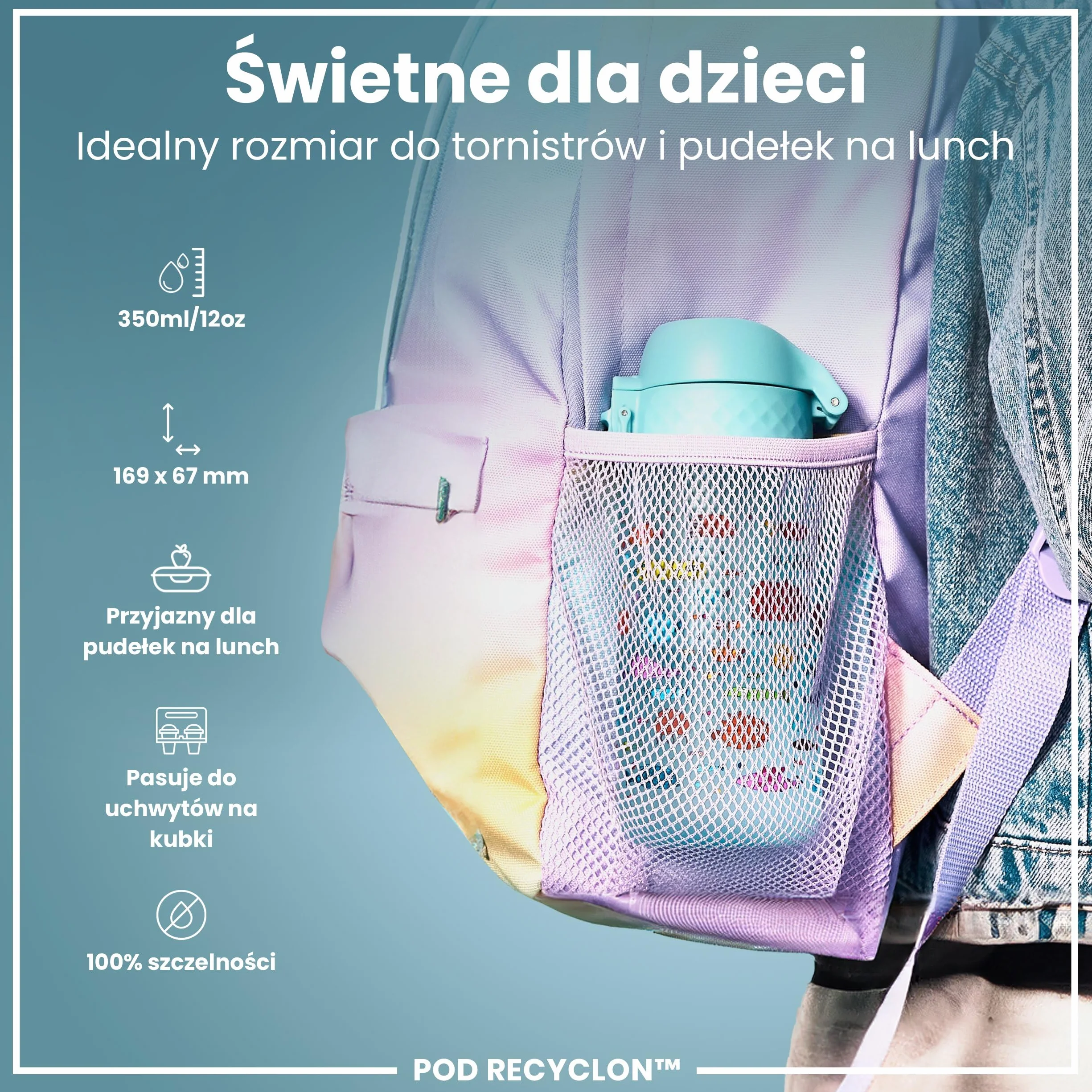 ION8 Butelka dla Dzieci, 350 ml/12 oz, Szczelna, Łatwa do Otwarcia, Bezpieczny Zamek, Można Myć w Zmywarce, Bez BPA, Uchwyt do Przenoszenia, Łatwa do Czyszczenia, Bezwonny, Wolna Ryba
