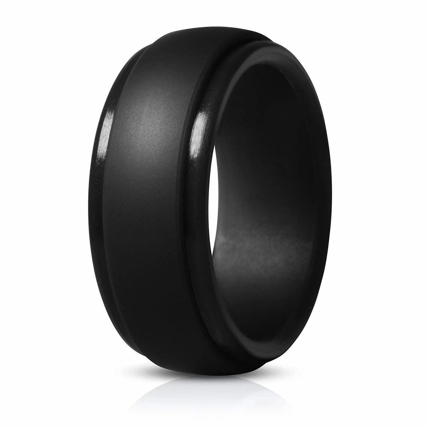 JewelryWe 9 mm silikonowy gumowy pierścień dla kobiet mężczyzn czarny